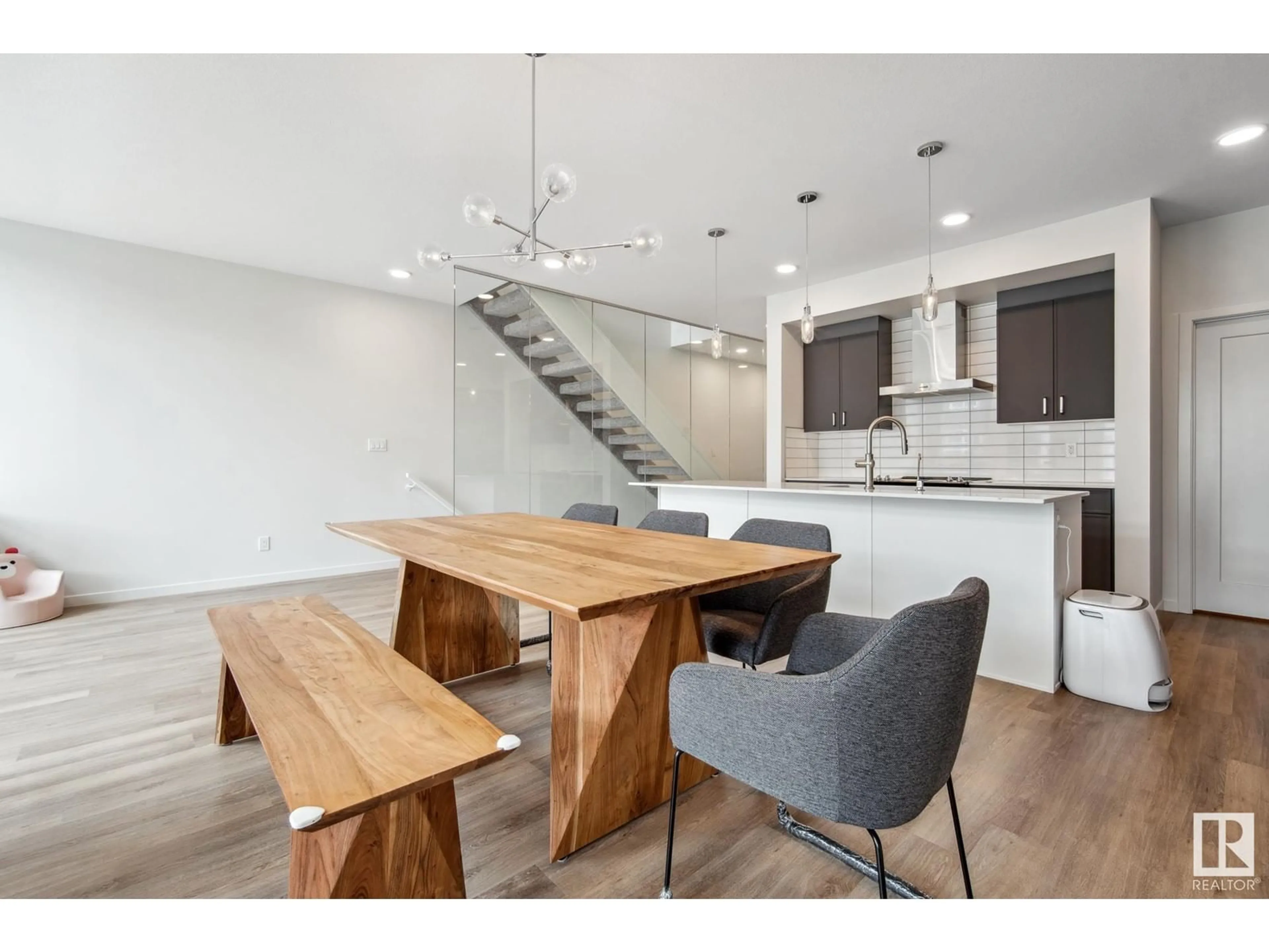 Open concept kitchen, wood/laminate floor for SW - 3474 KULAY GREEN GR, Edmonton Alberta T6W5J7