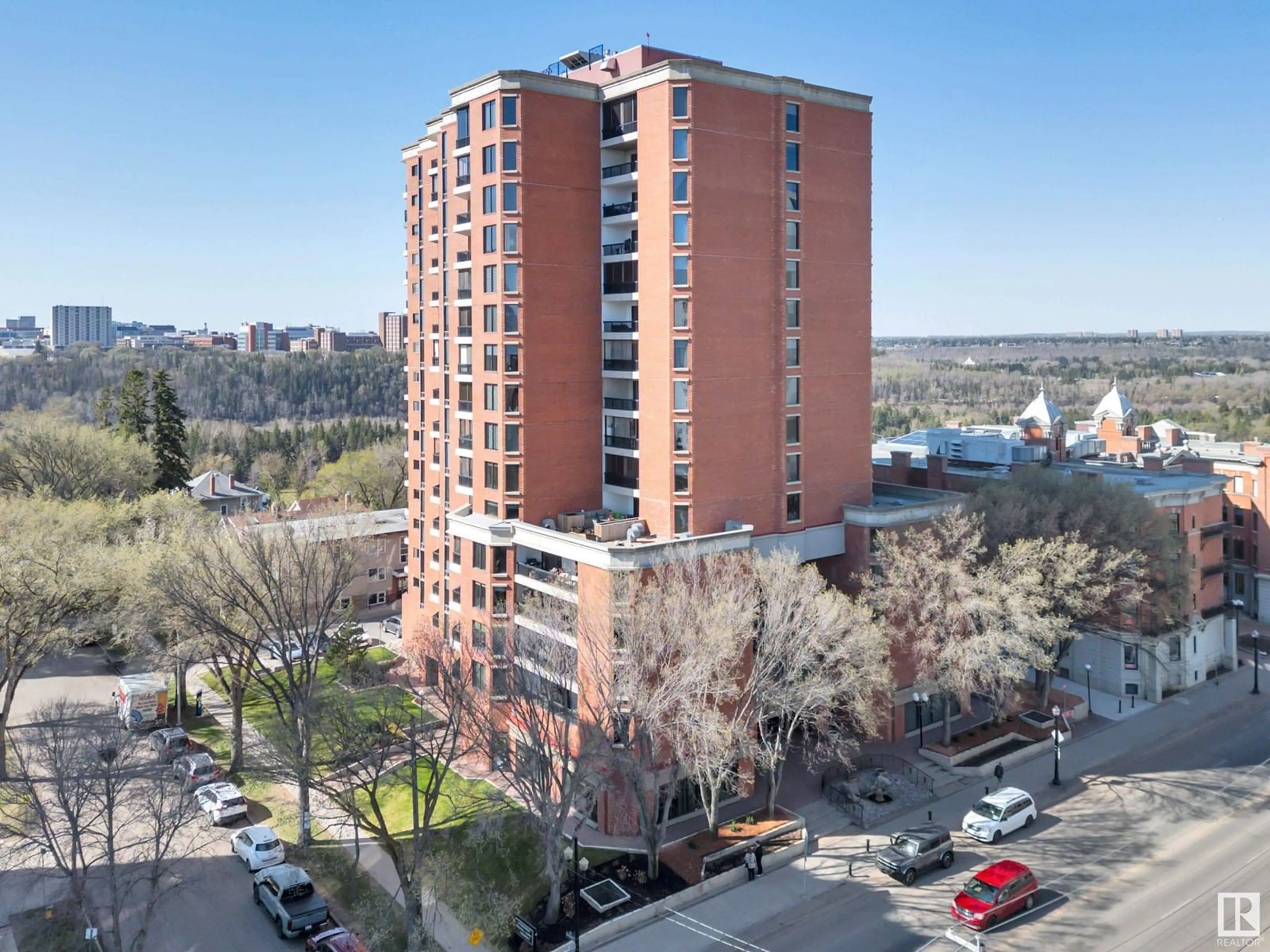 A pic from outside/outdoor area/front of a property/back of a property/a pic from drone, city buildings view from balcony for 1104 - 11503 100 AV, Edmonton Alberta T5K2K7