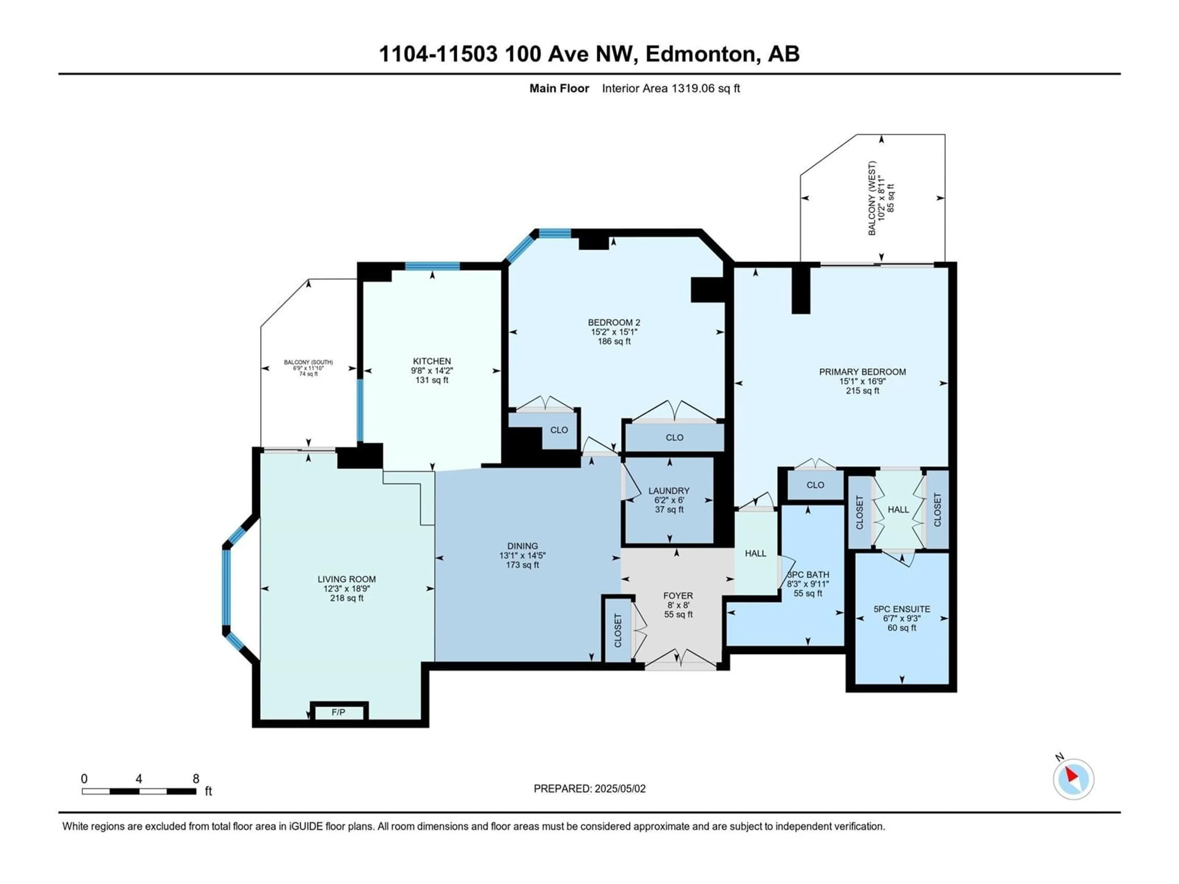 Floor plan for 1104 - 11503 100 AV, Edmonton Alberta T5K2K7
