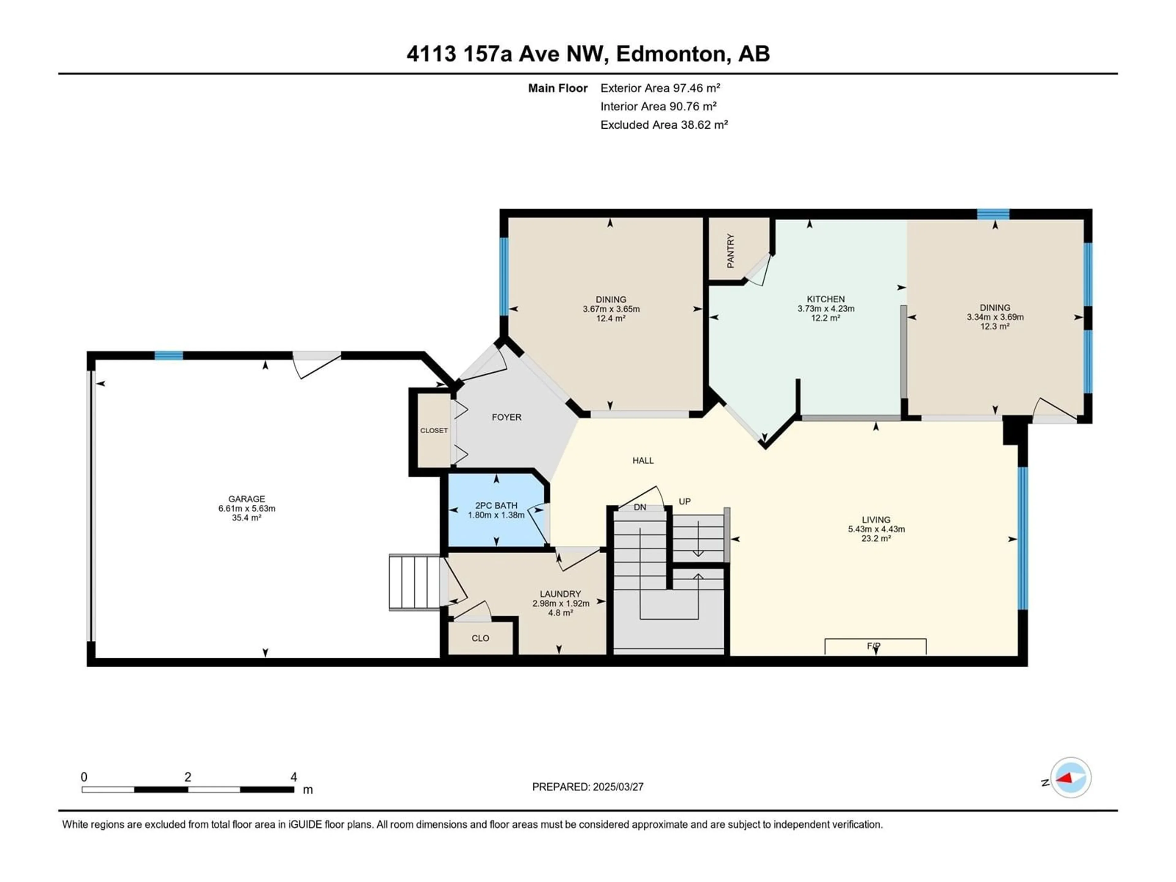 Floor plan for 4113 157A AV, Edmonton Alberta T5Y0A4