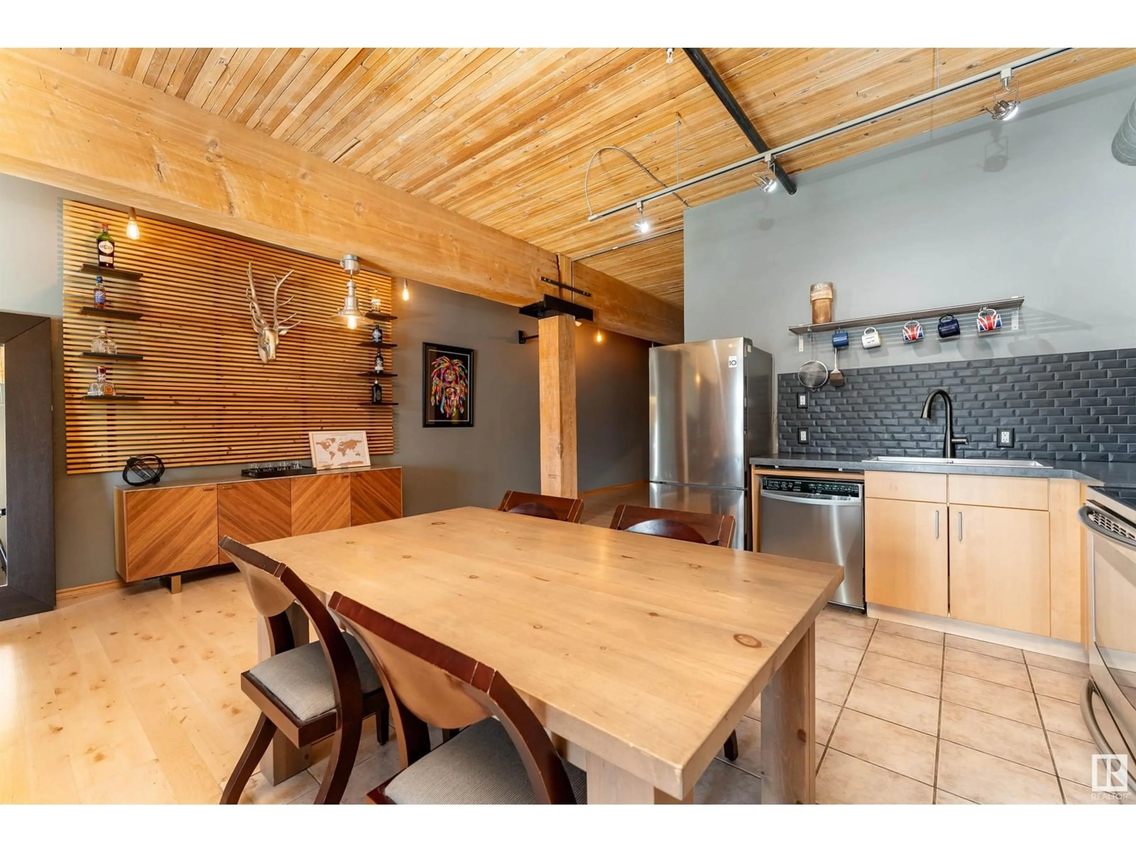 Open concept kitchen, wood/laminate floor for 305 - 10301 109 ST, Edmonton Alberta T5J1N4