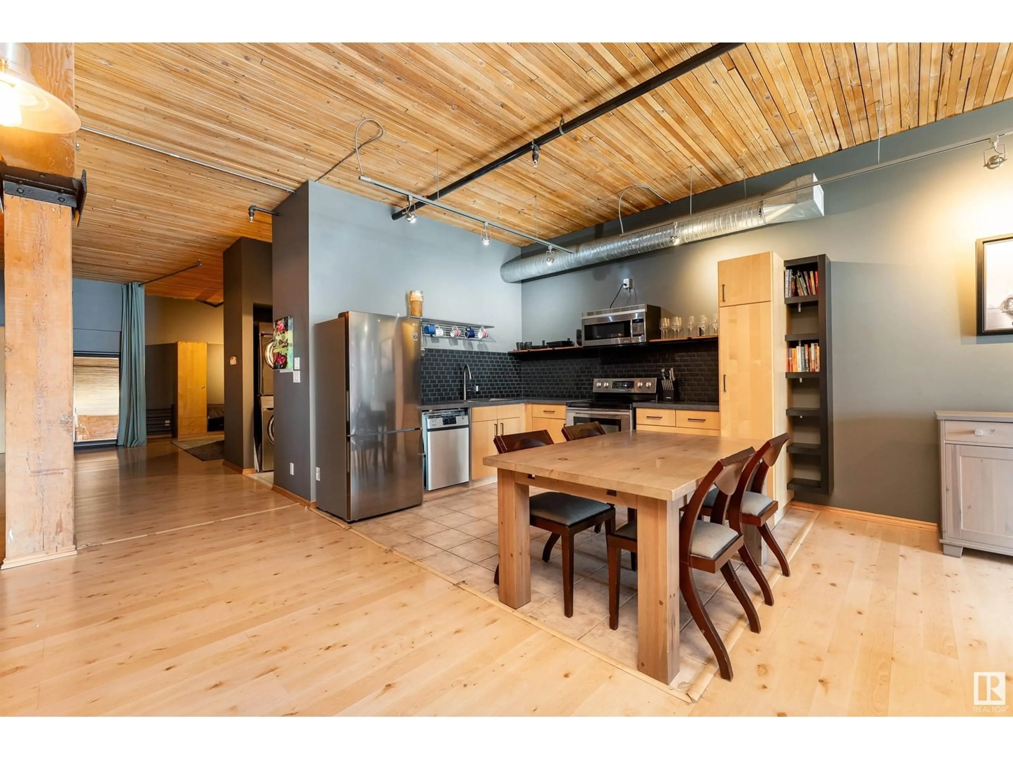 Open concept kitchen, wood/laminate floor for 305 - 10301 109 ST, Edmonton Alberta T5J1N4