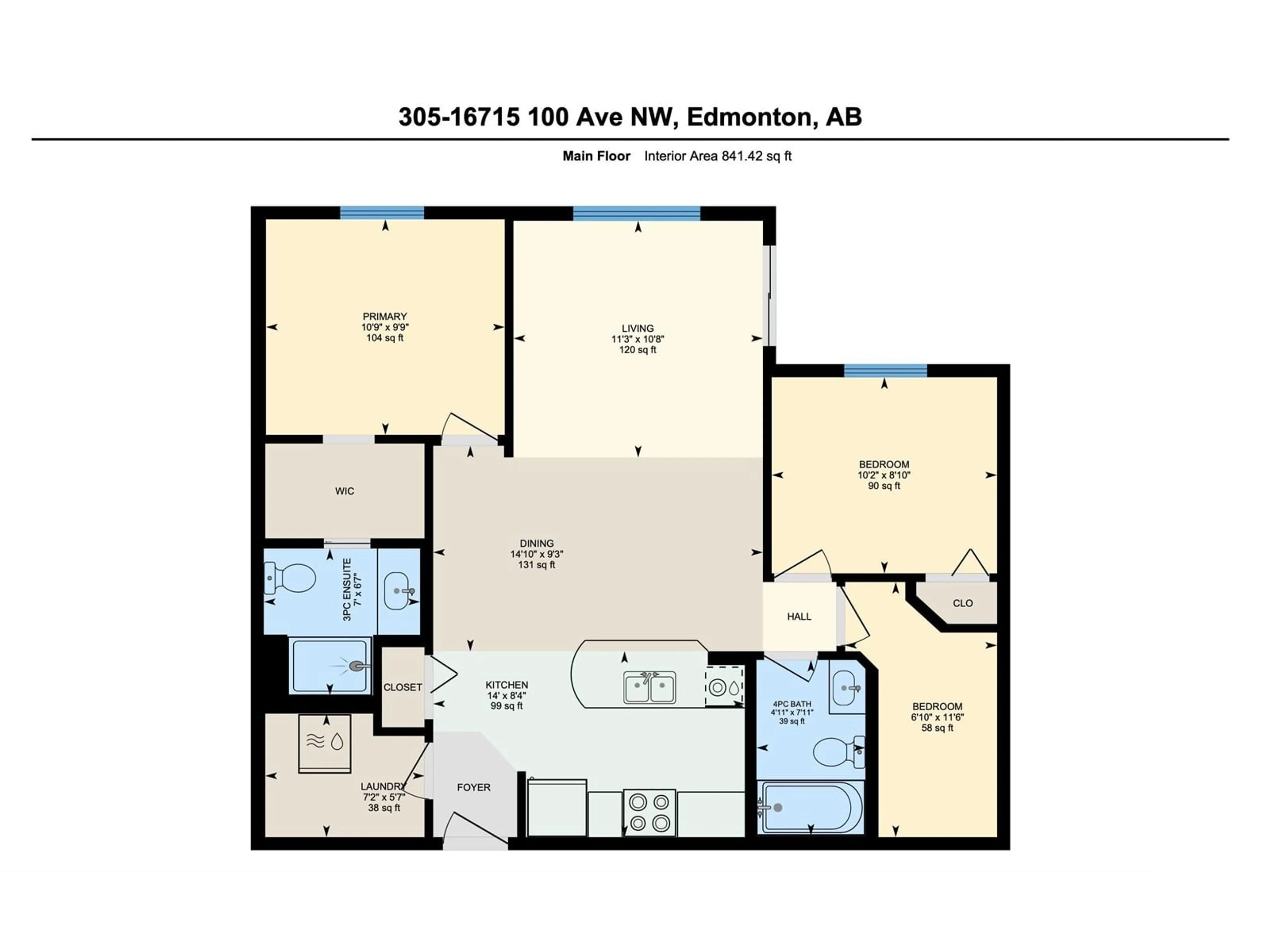 Floor plan for #305 - 16715 100 AV, Edmonton Alberta T5P4Z5