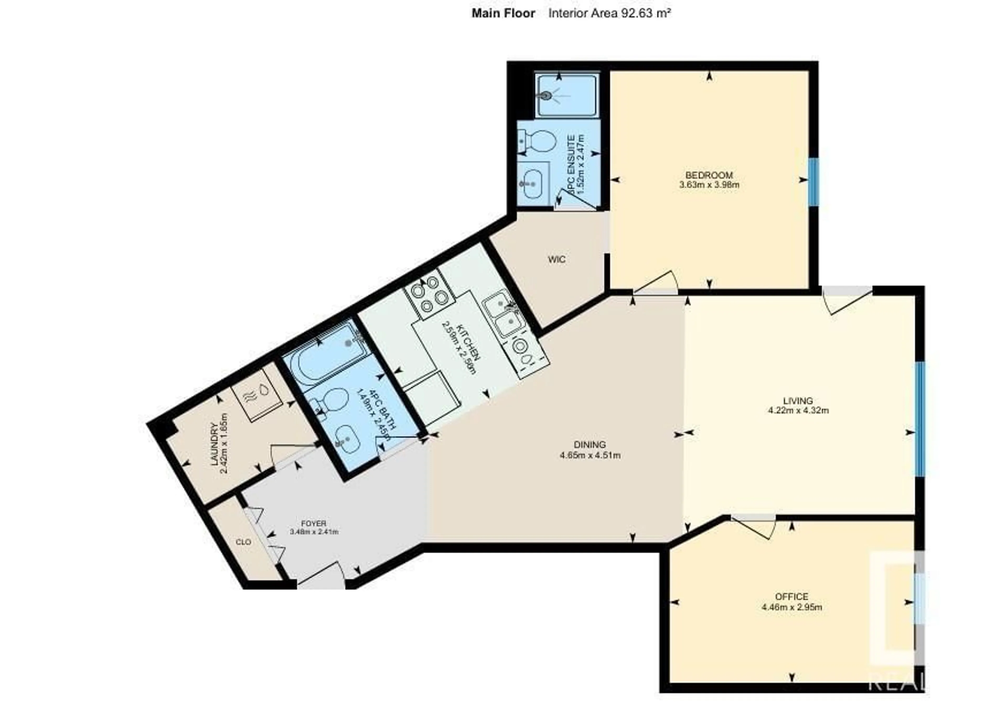 Floor plan for #412 - 10611 117 ST, Edmonton Alberta T5H0G6