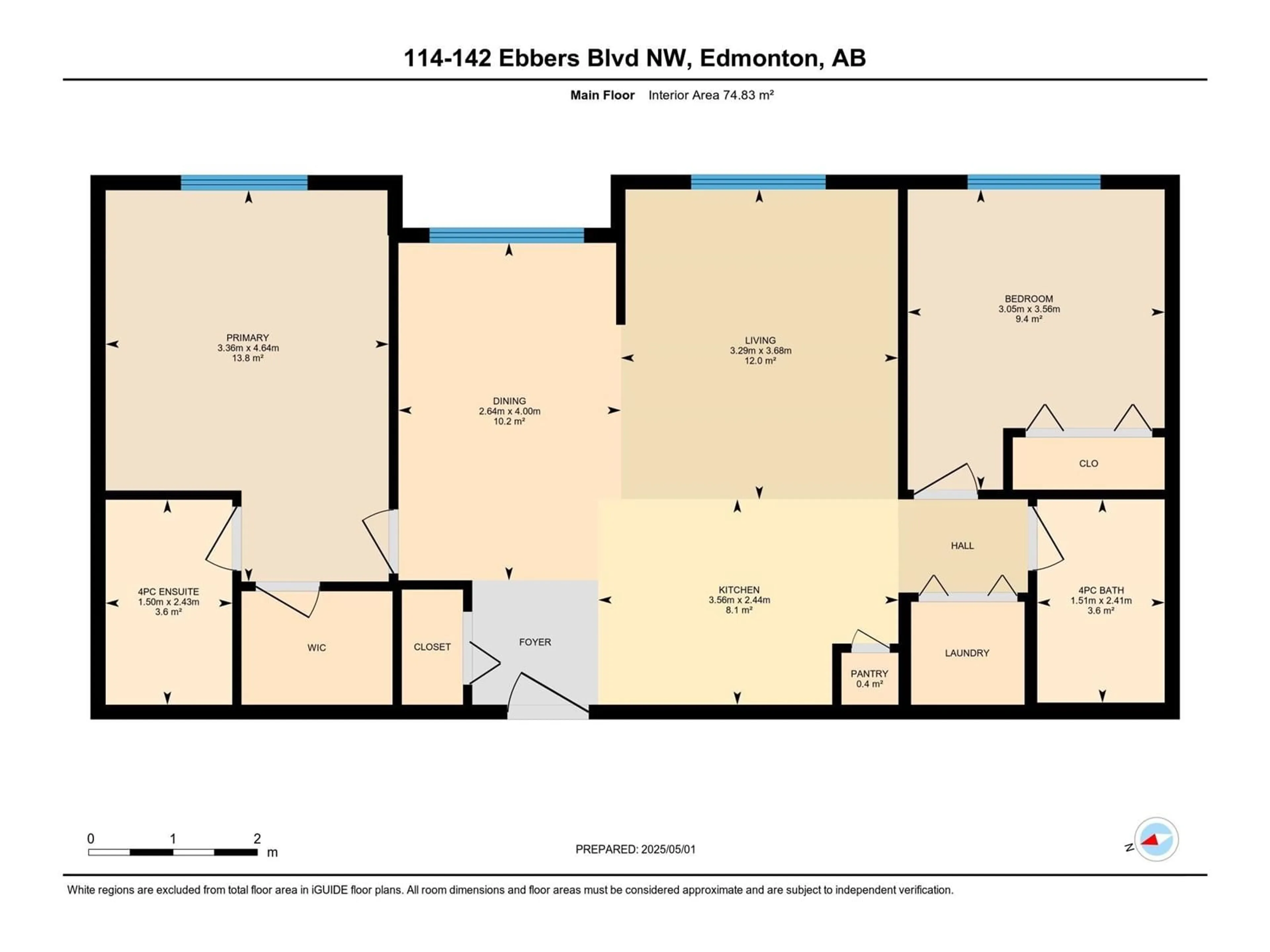 Floor plan for 142 - 114 EBBERS BV, Edmonton Alberta T5V3W2