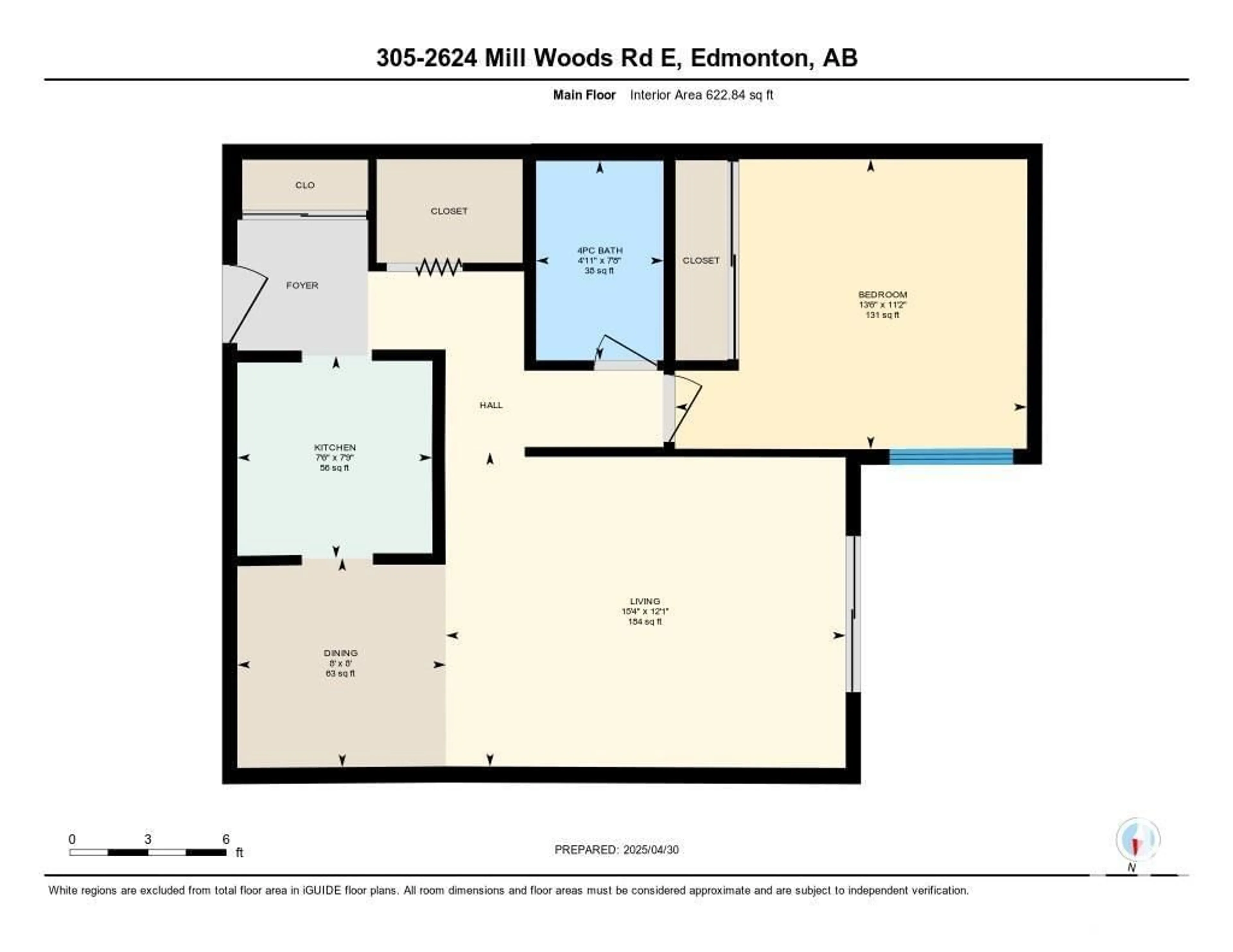 Floor plan for #305 - 2624 MILL WOODS RD E, Edmonton Alberta T6L5K7