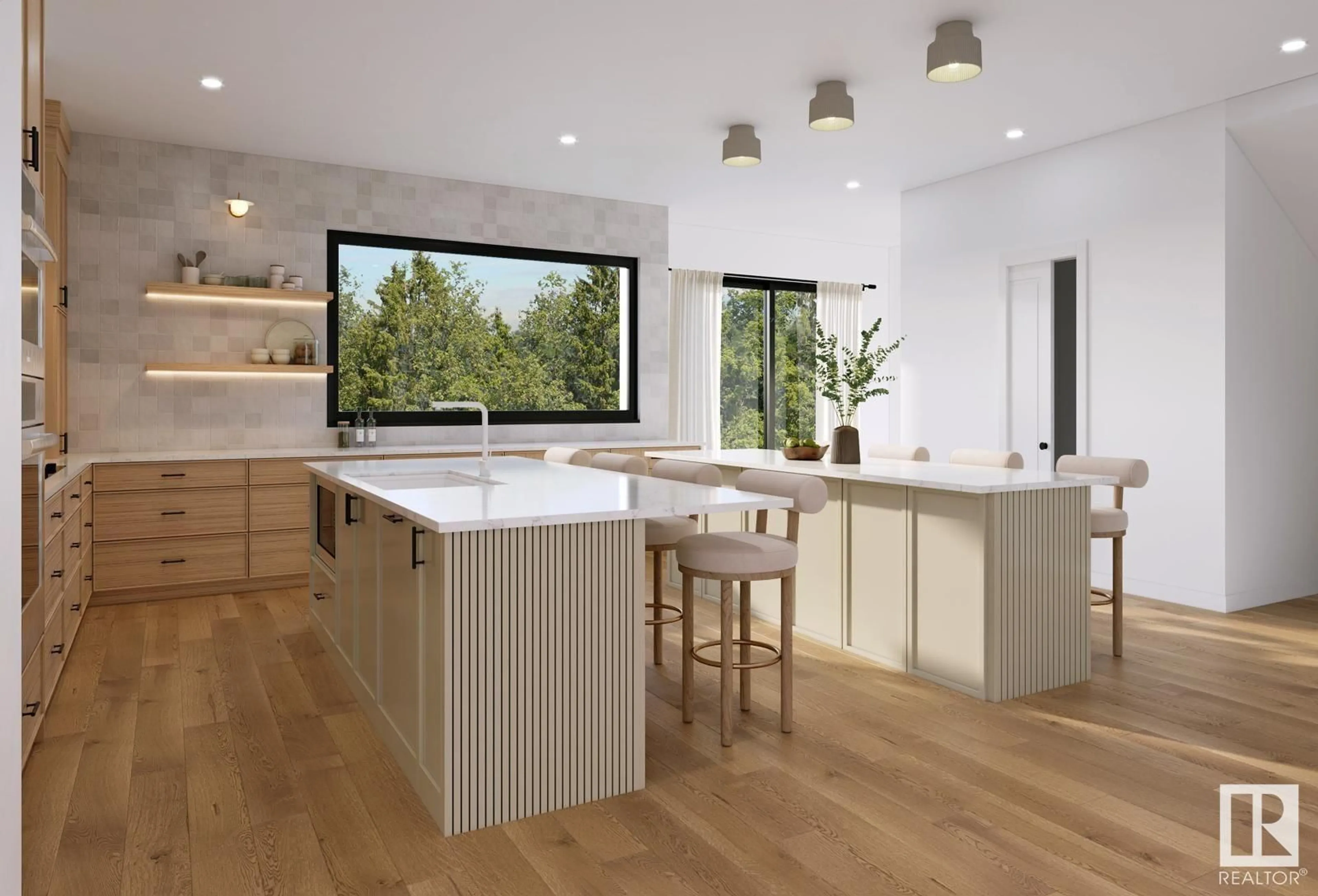 Contemporary kitchen, wood/laminate floor for NW - 10514 134 ST, Edmonton Alberta T5N2B5