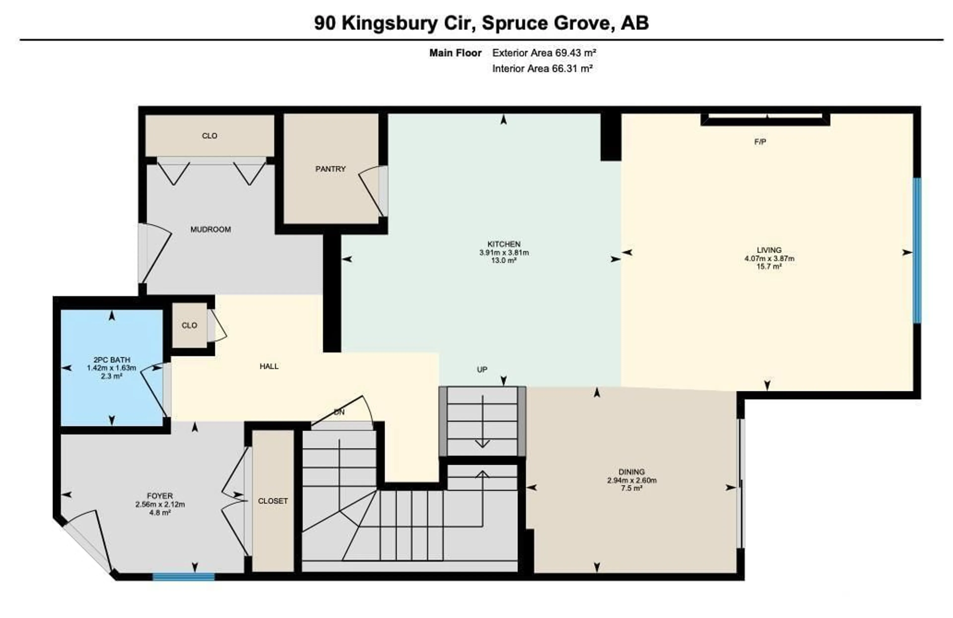 Floor plan for 90 KINGSBURY CI, Spruce Grove Alberta T7X0C9