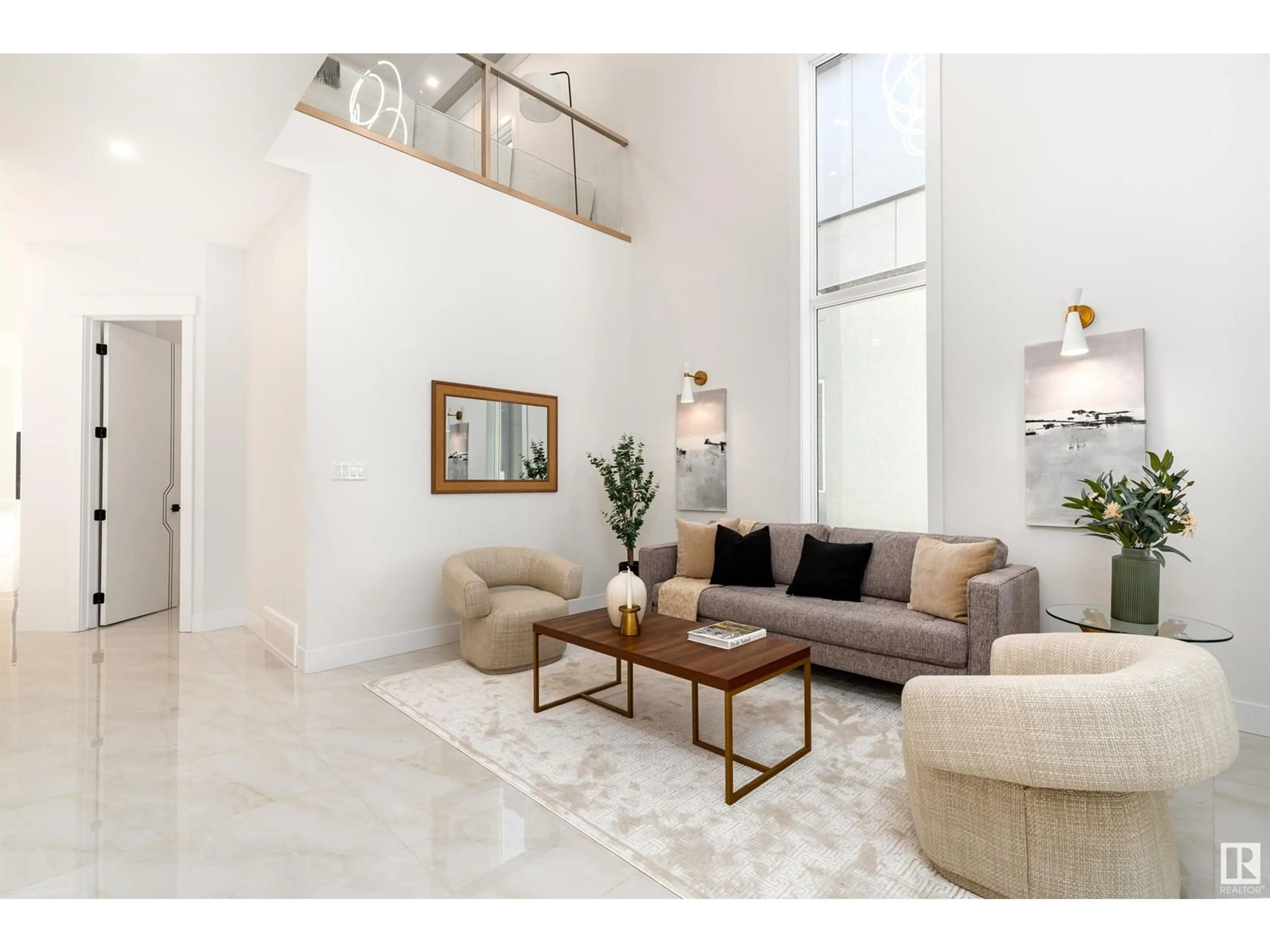 Living room with furniture, ceramic/tile floor for 3211 3 ST, Edmonton Alberta T6T2V8