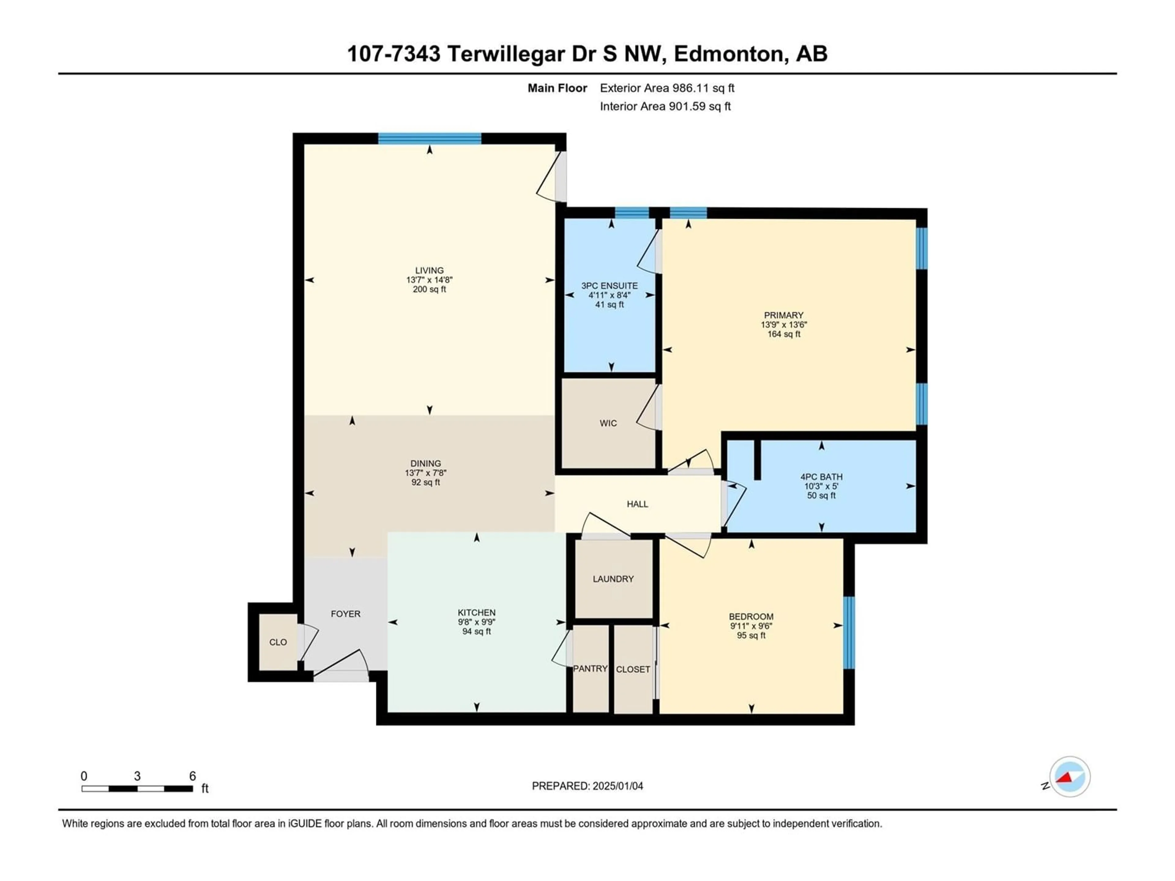 Floor plan for 2107 - 7343 SOUTH TERWILLER DR, Edmonton Alberta T6R0M2