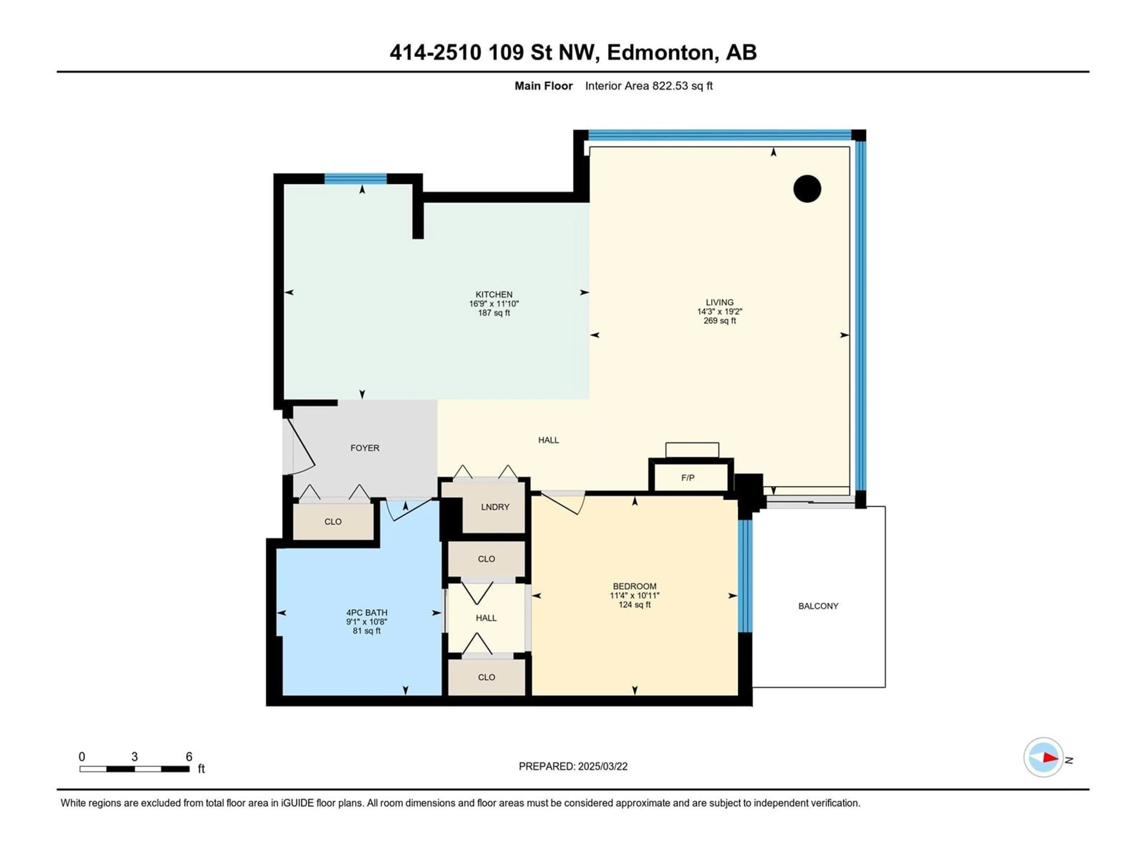 Floor plan for #414 - 2510 109 ST, Edmonton Alberta T6J2X1