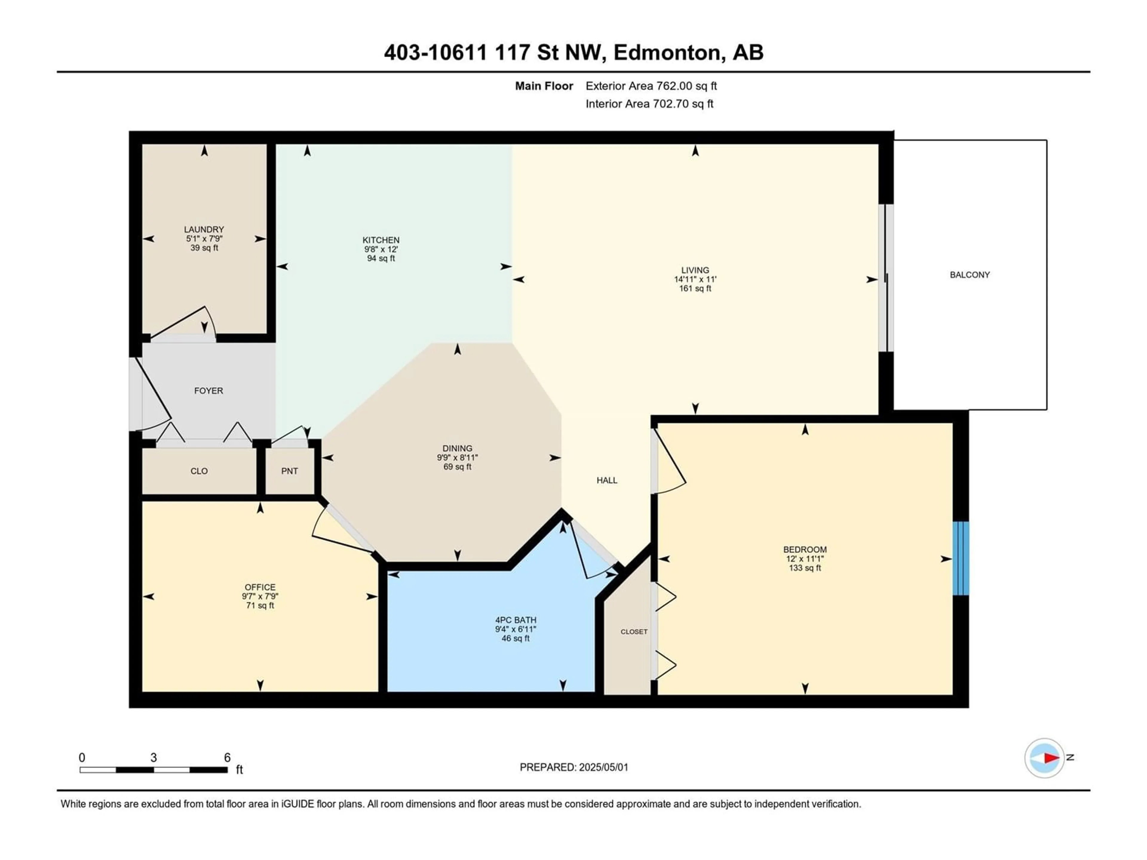 Floor plan for #403 - 10611 117 ST, Edmonton Alberta T5H0G6