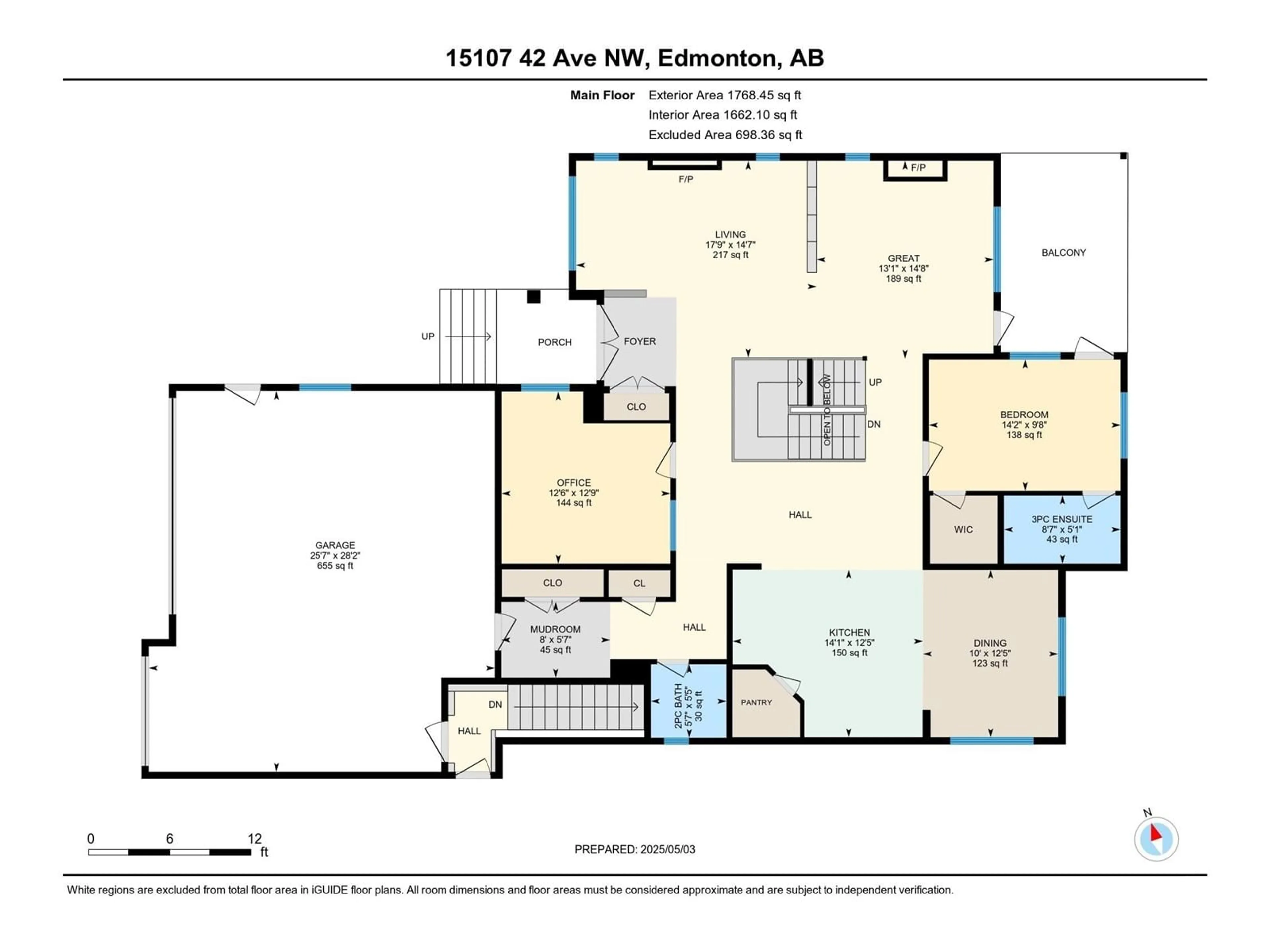 Floor plan for 15107 42 AV, Edmonton Alberta T6H5P6