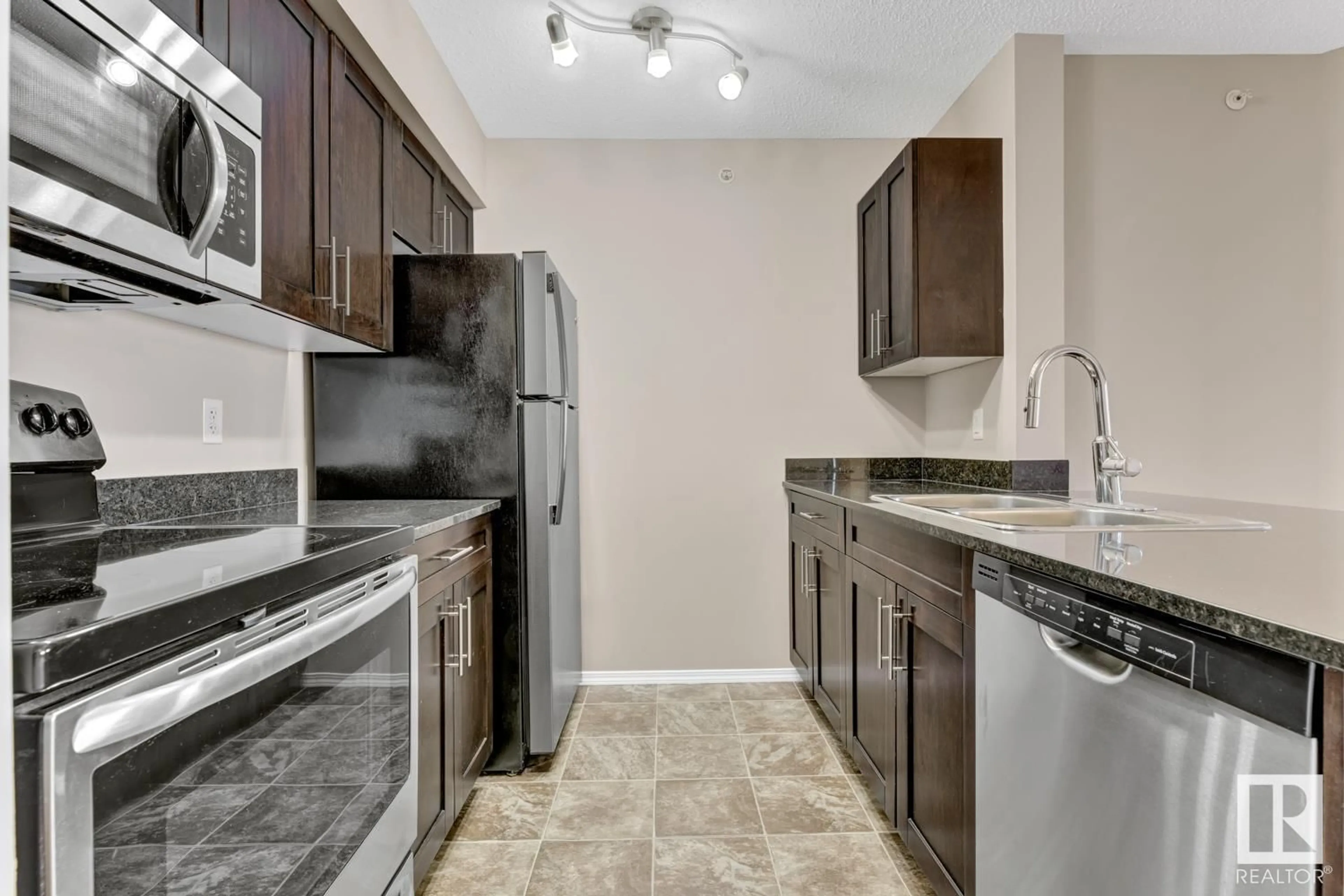 Standard kitchen, ceramic/tile floor for #406 - 12025 22 AV, Edmonton Alberta T6W2Y1