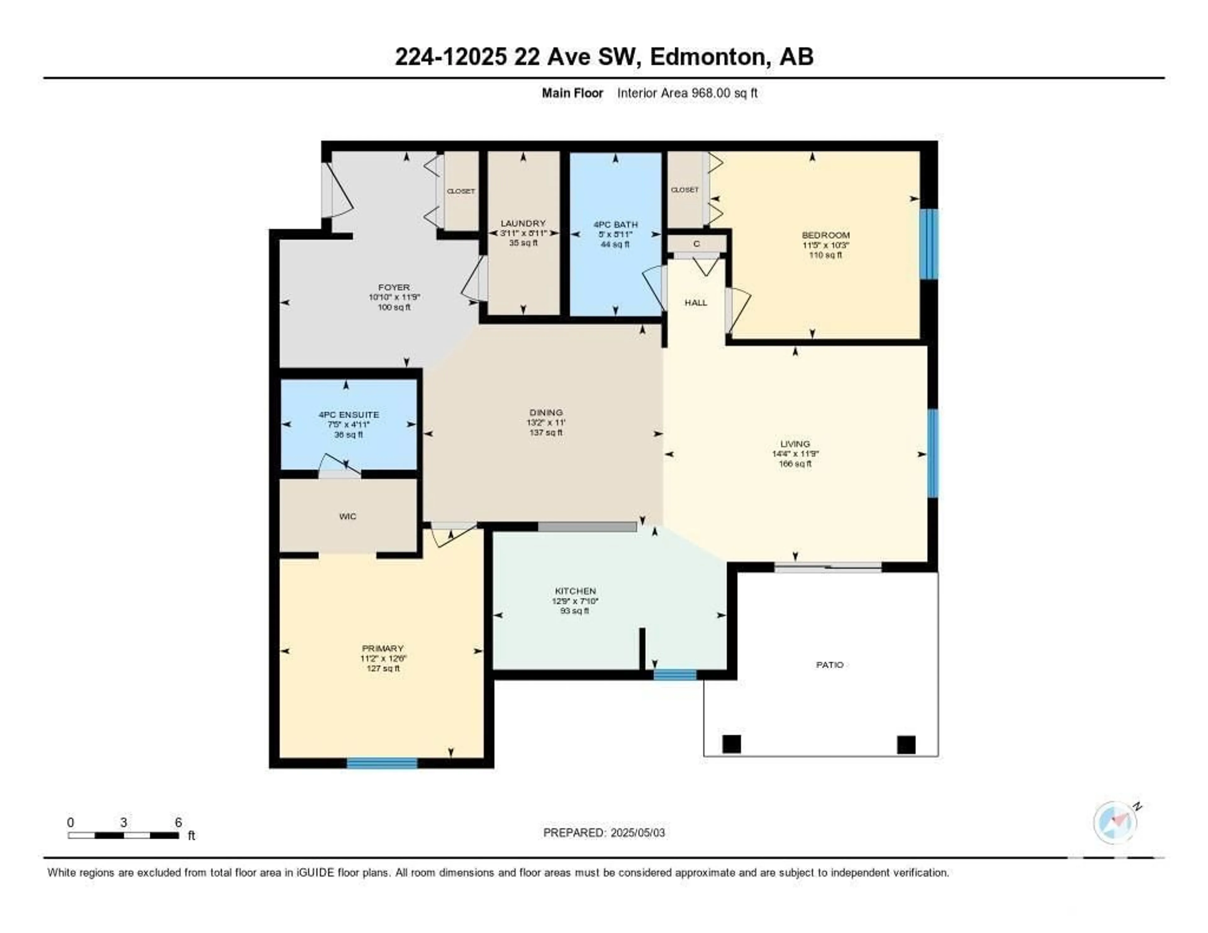 Floor plan for #224 - 12025 22 AV, Edmonton Alberta T6W2Y1