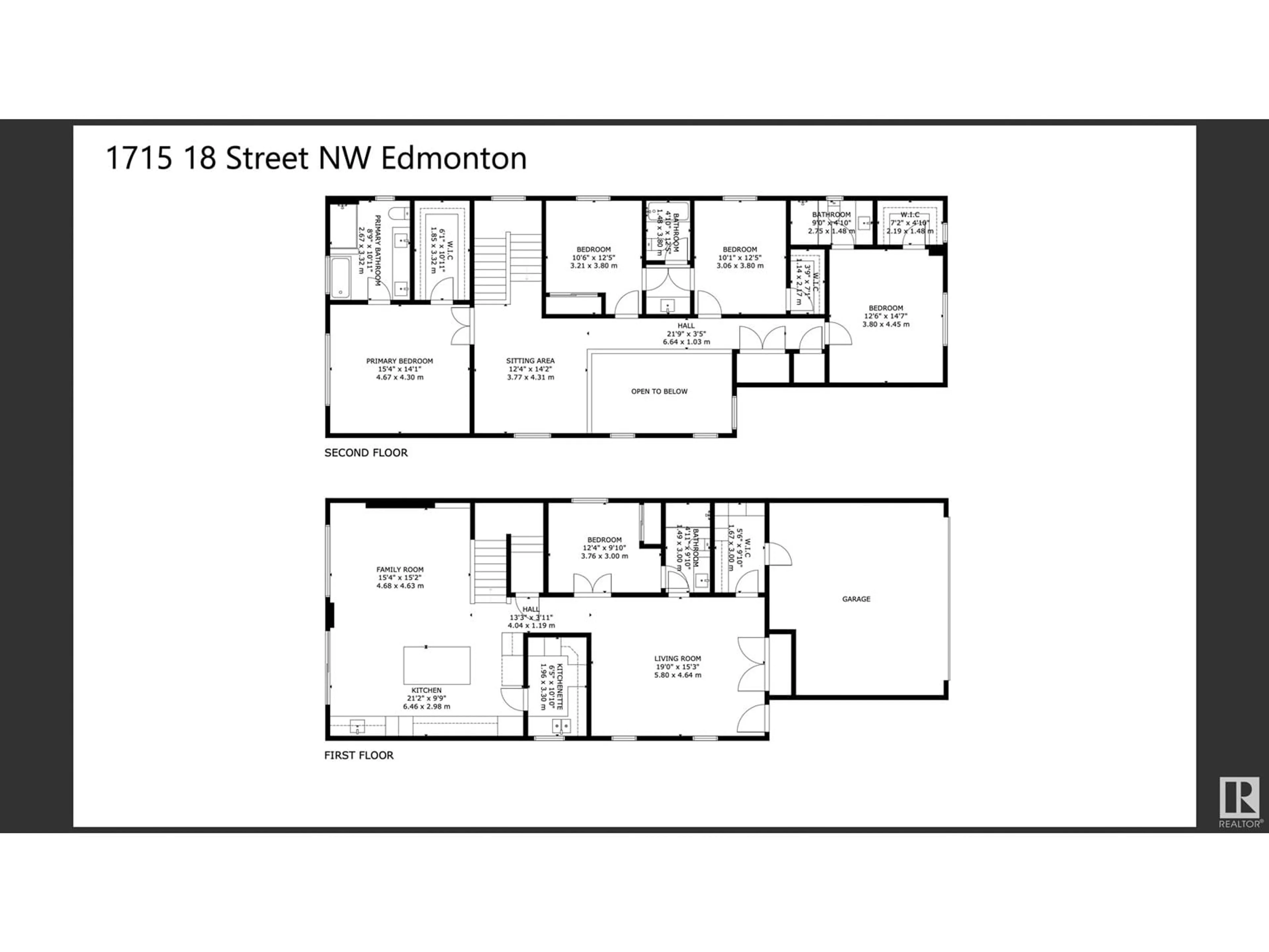 Floor plan for 1715 18 ST, Edmonton Alberta T6T2N2