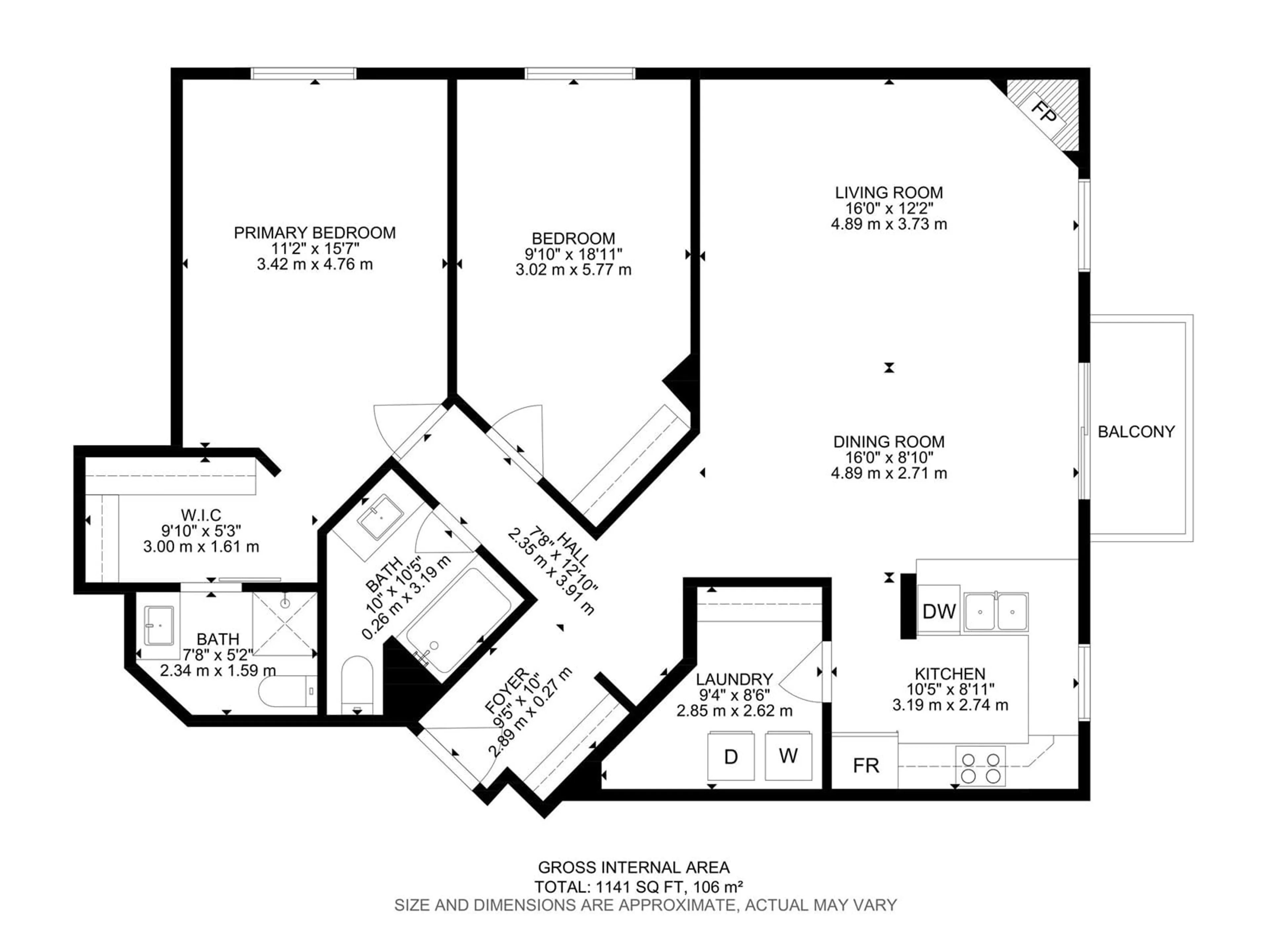 Floor plan for #104 - 10153 117 ST, Edmonton Alberta T5K1X5