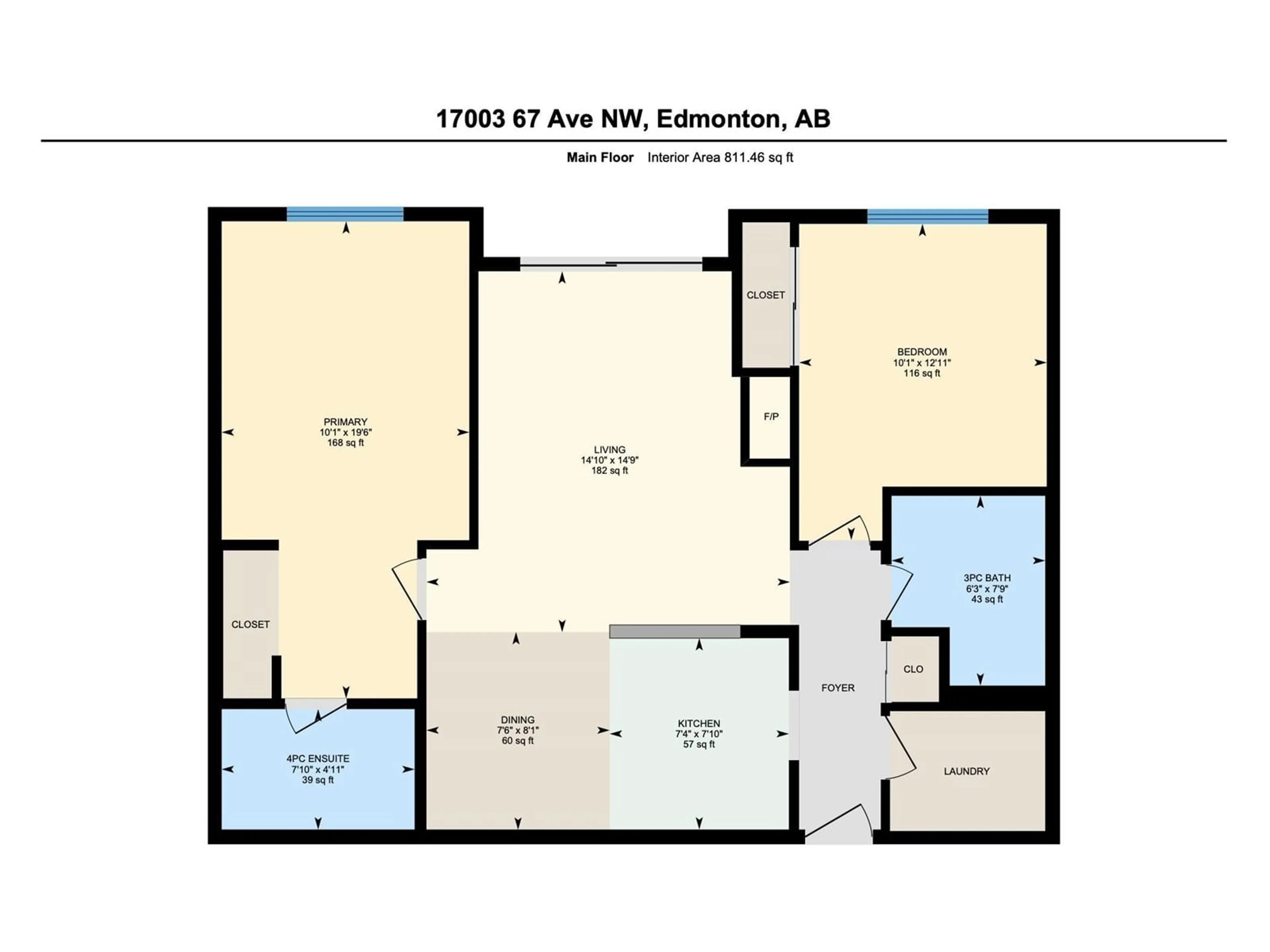 Floor plan for #404 - 17003 67 AV, Edmonton Alberta T5T6Y5