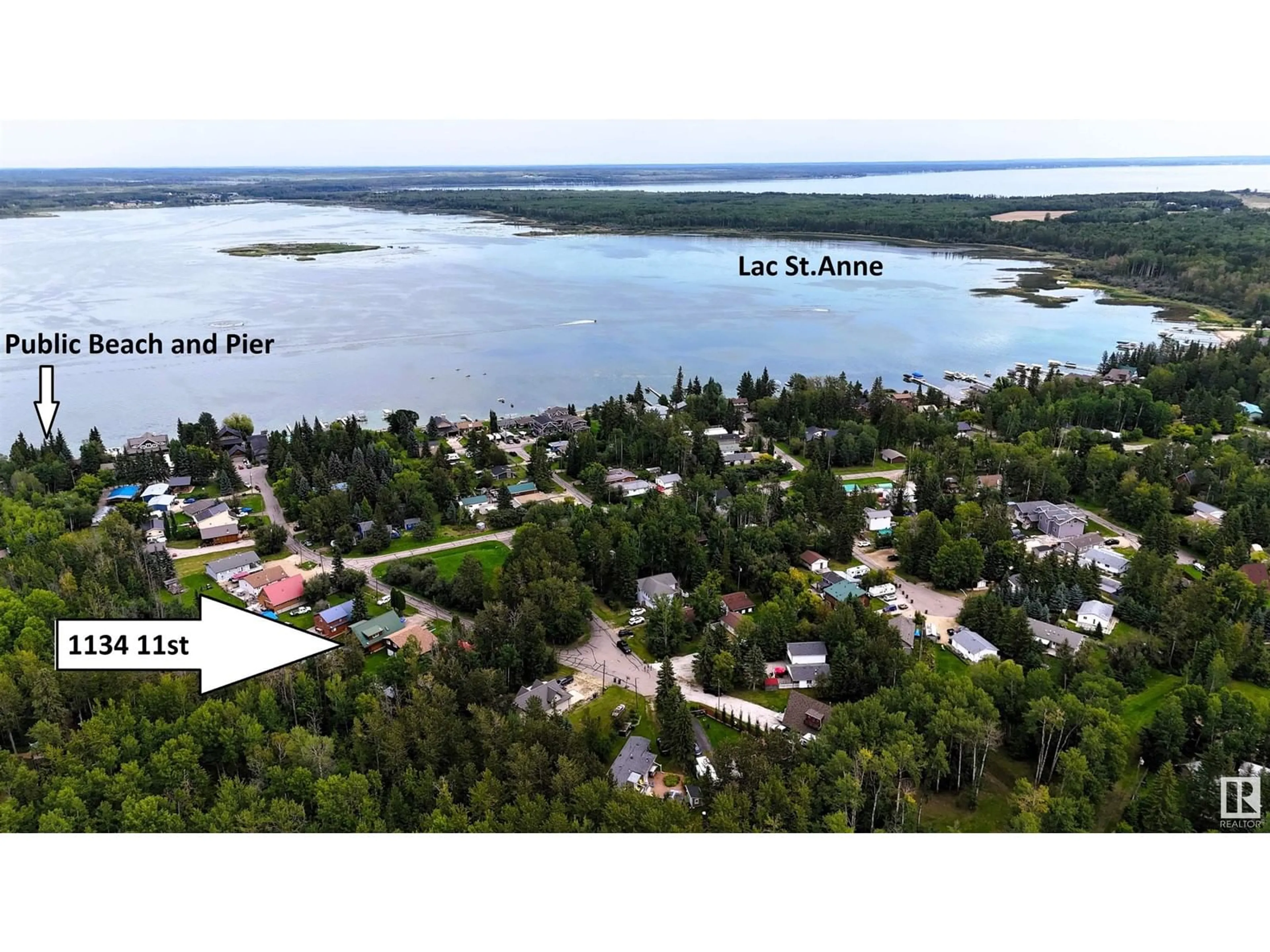 A pic from outside/outdoor area/front of a property/back of a property/a pic from drone, water/lake/river/ocean view for 1134 11 ST, Rural Lac Ste. Anne County Alberta T0E0L0