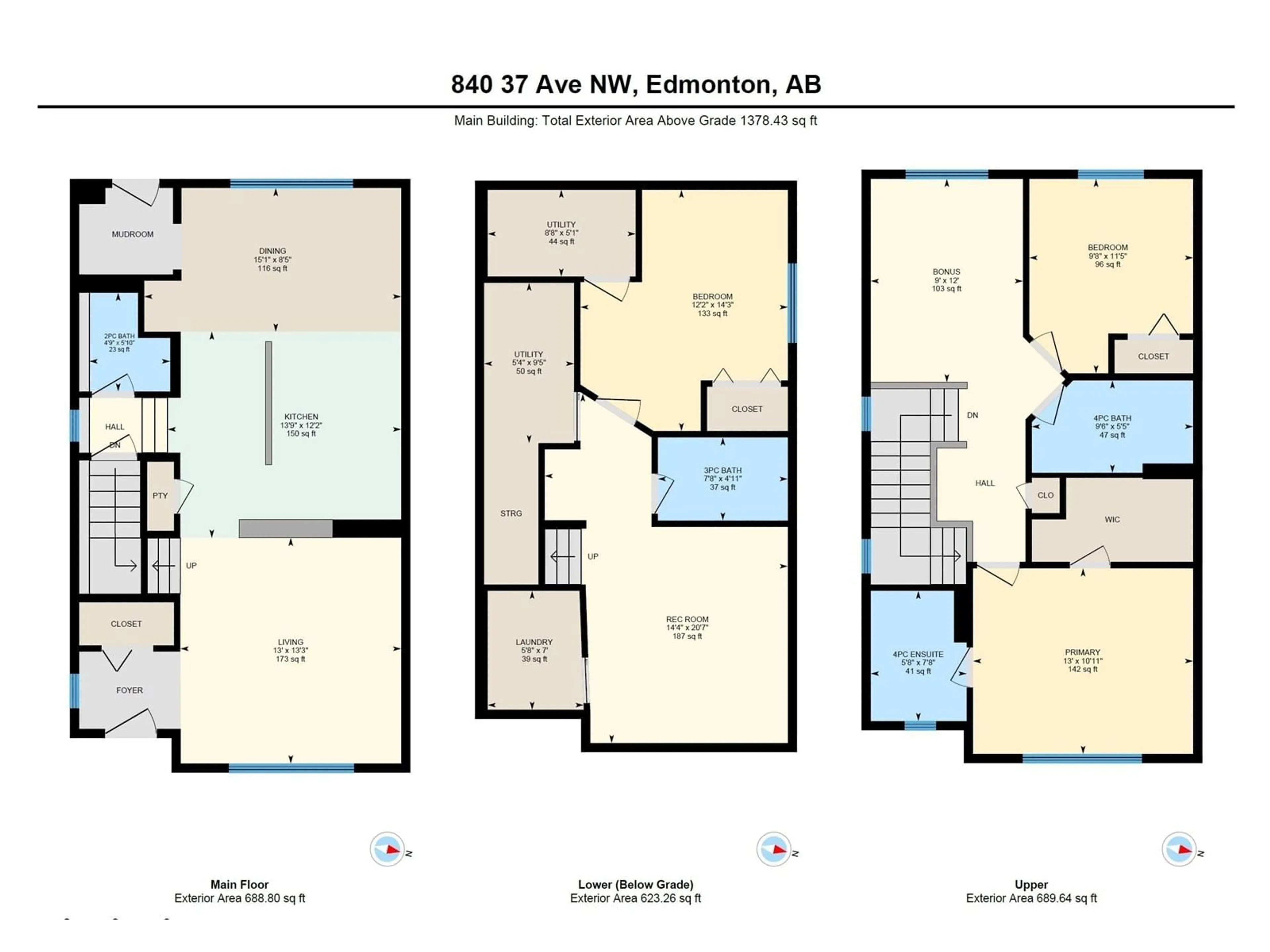 Floor plan for 840 37 AV NW, Edmonton Alberta T6T0S3