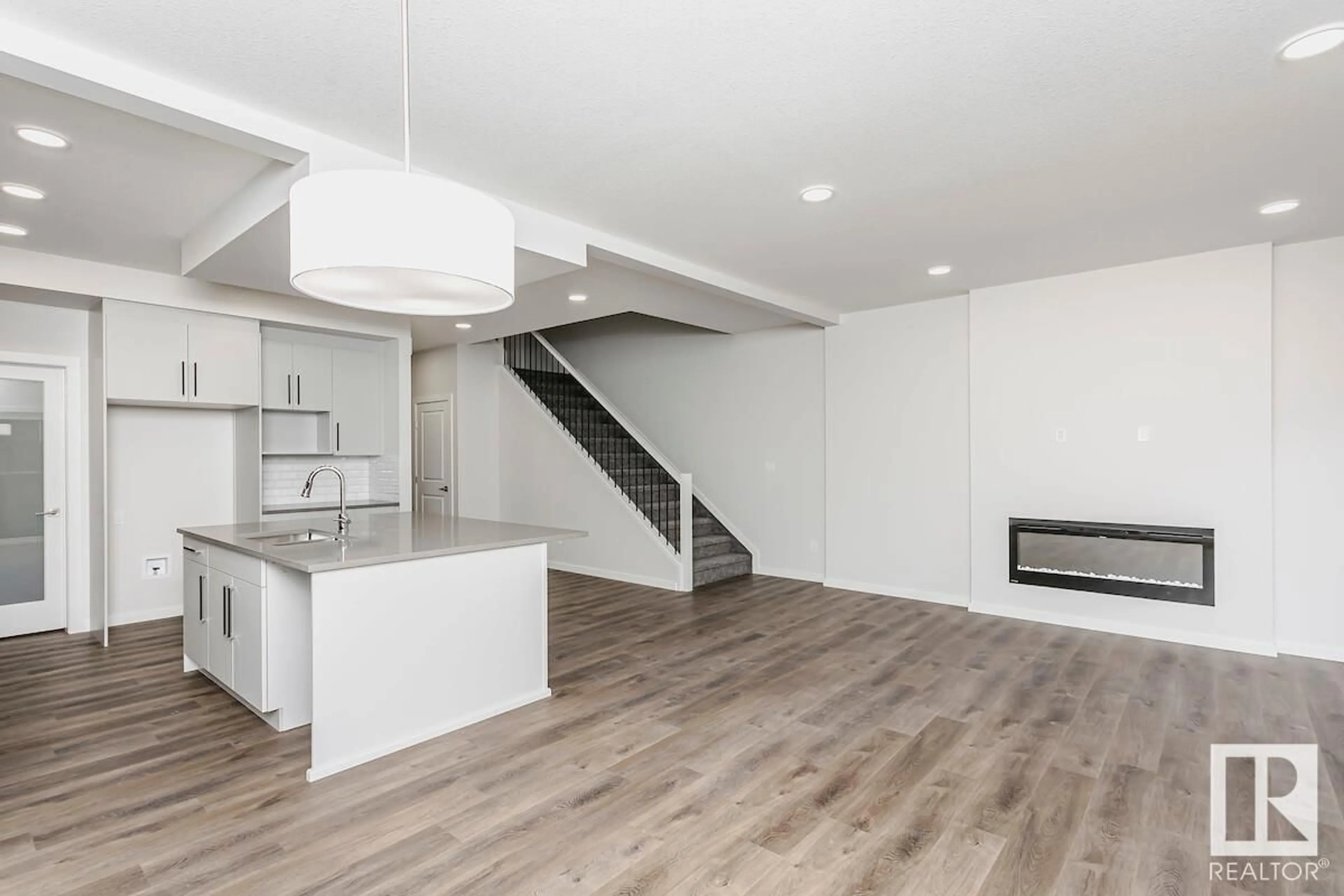 Open concept kitchen, wood/laminate floor for SW - 408 27 ST, Edmonton Alberta T6X3H9