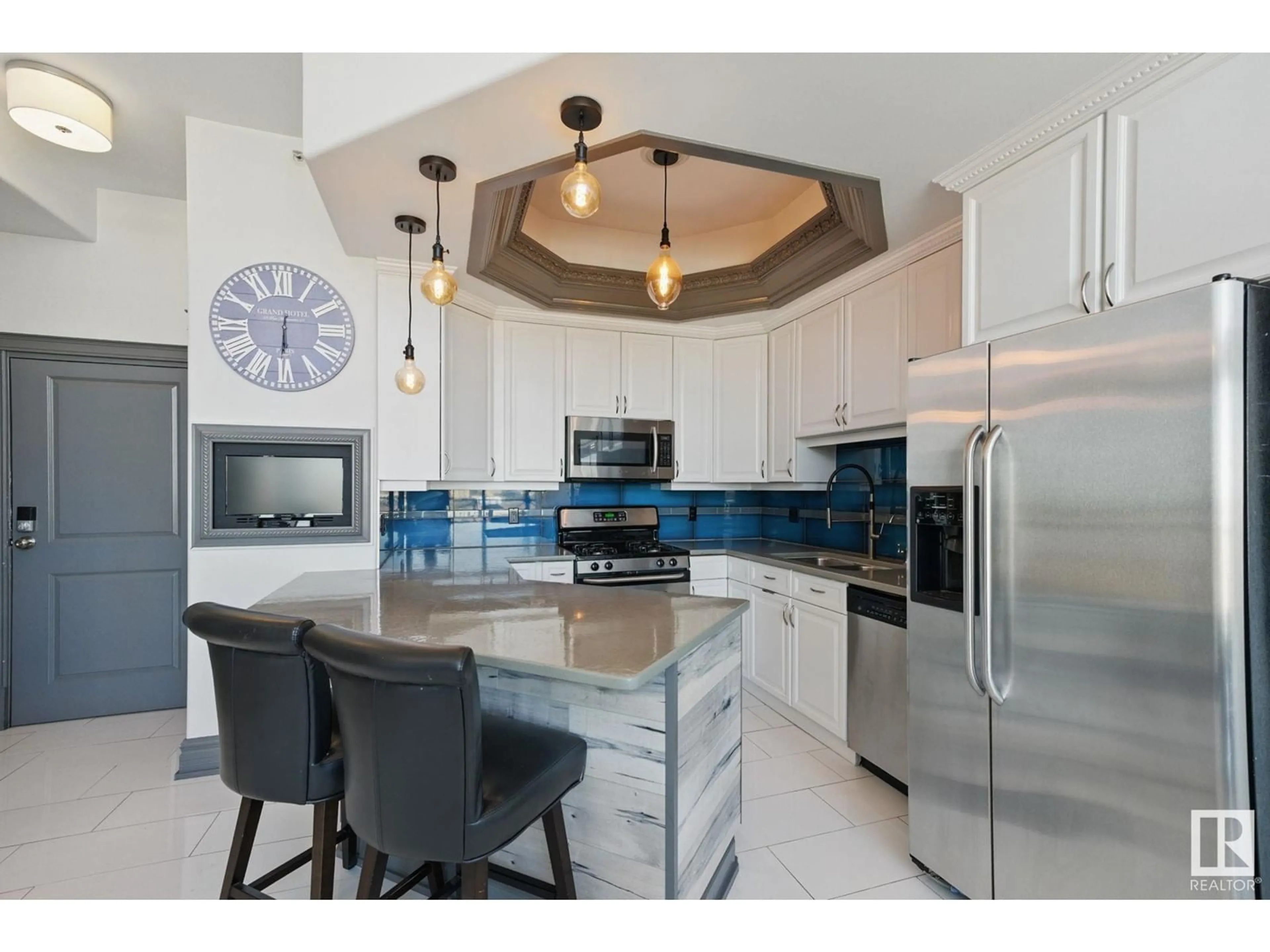 Contemporary kitchen, ceramic/tile floor for NW - 1201 10319 ST, Edmonton Alberta T5K0A2
