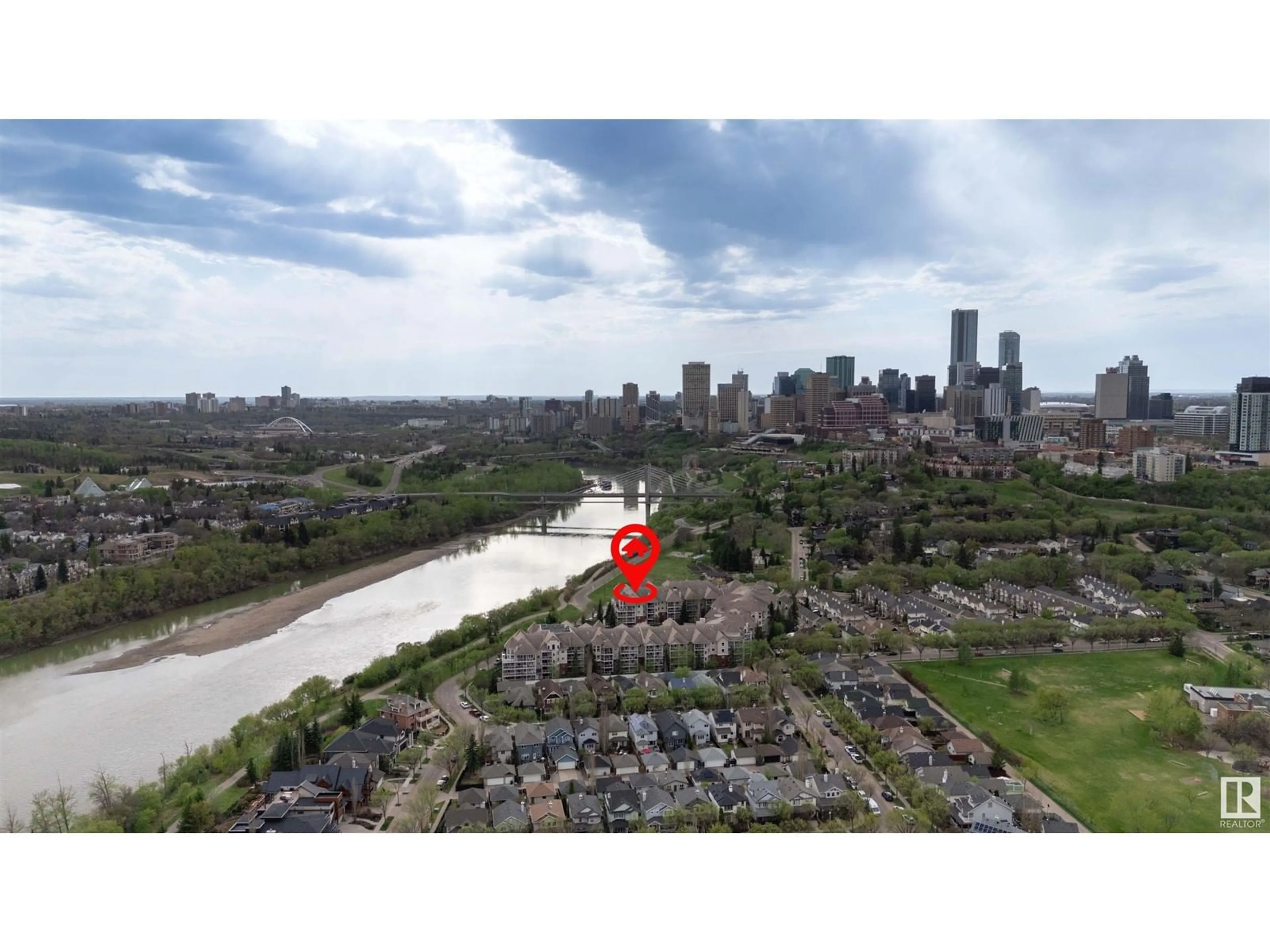A pic from outside/outdoor area/front of a property/back of a property/a pic from drone, water/lake/river/ocean view for #137 - 9008 99 AV, Edmonton Alberta T5H4M6