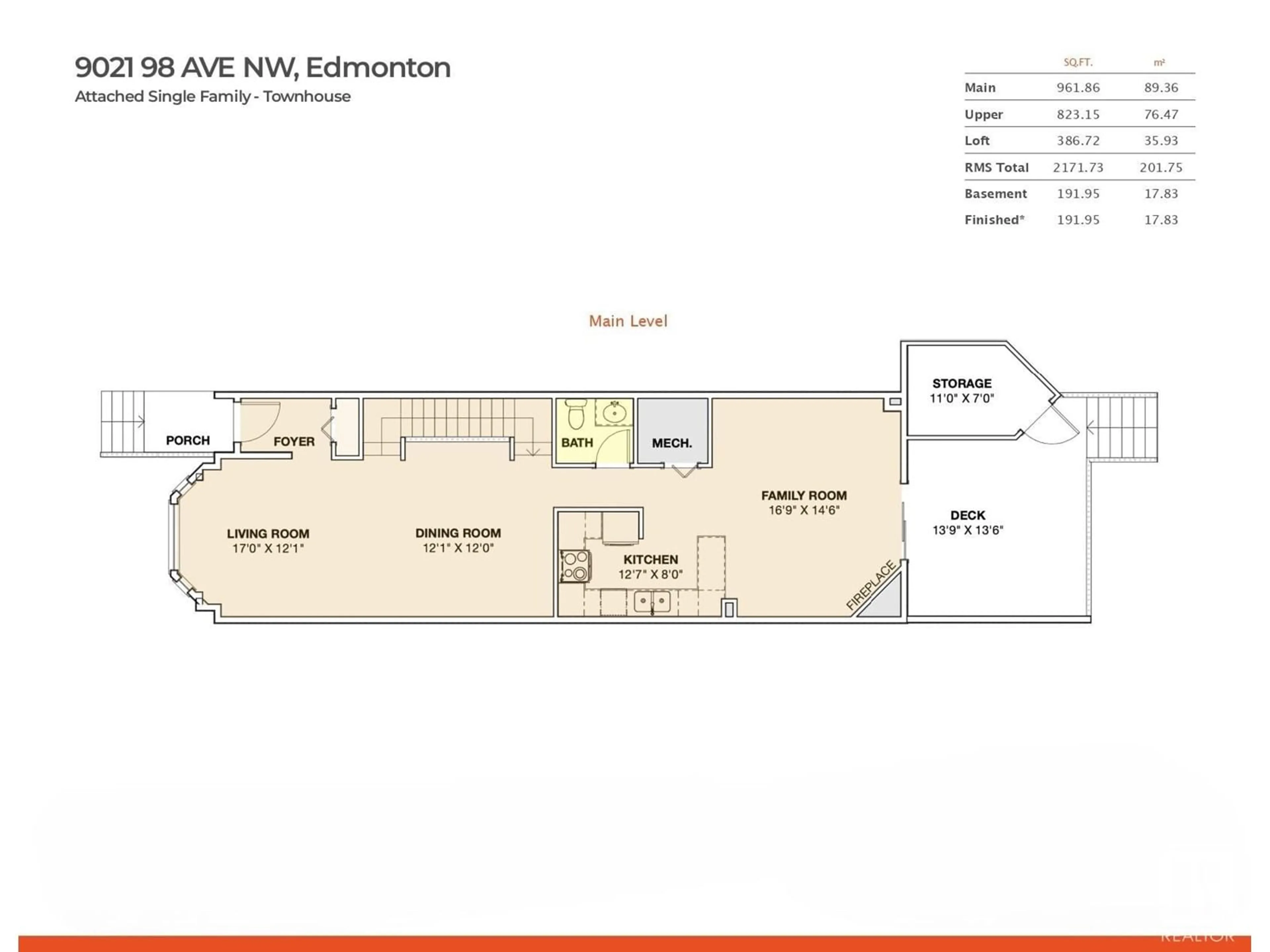 Floor plan for 9021 98 AV, Edmonton Alberta T6C4P2