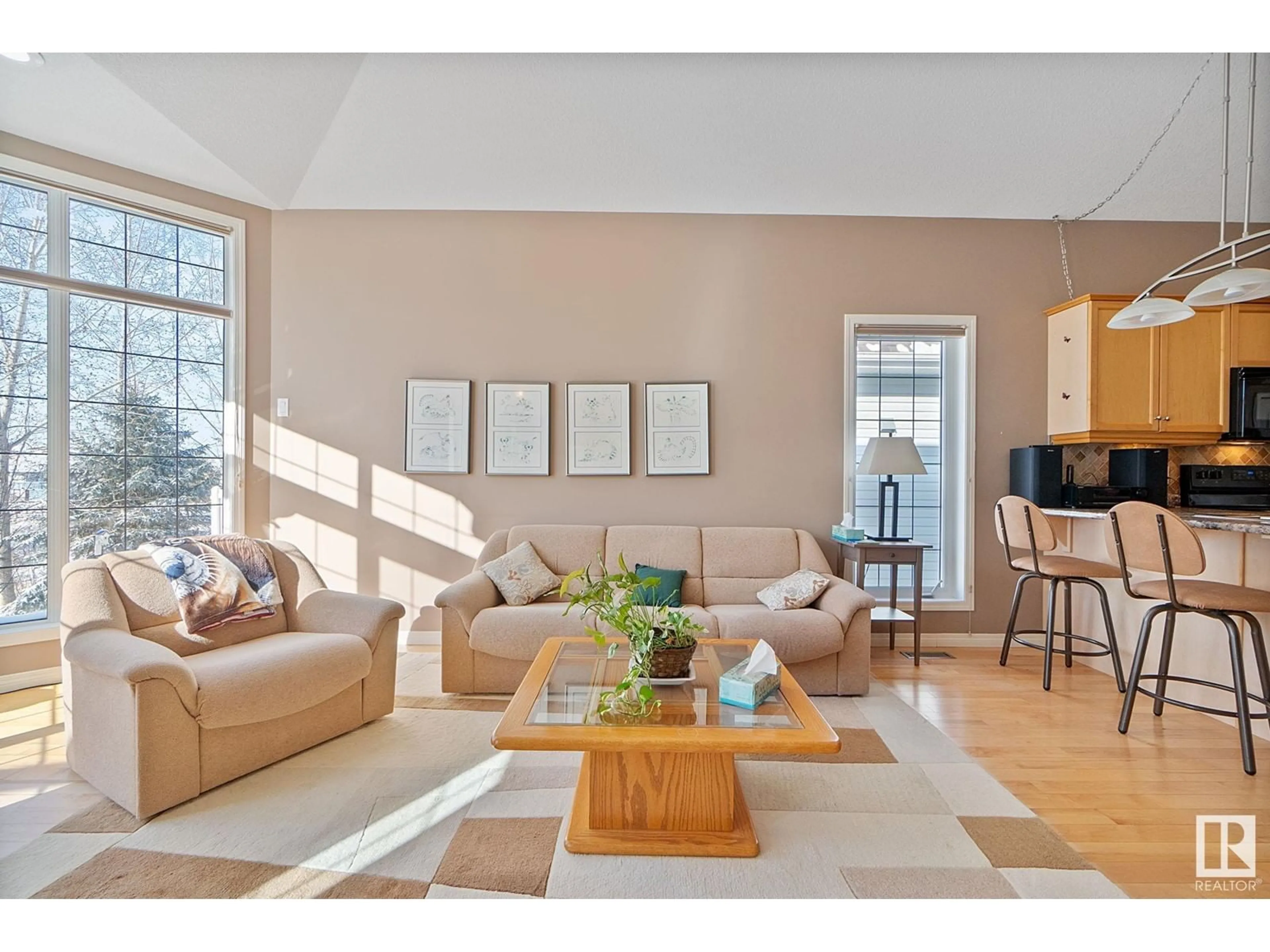 Living room with furniture, wood/laminate floor for 26 BRIARWOOD VG, Stony Plain Alberta T7Z2Y7