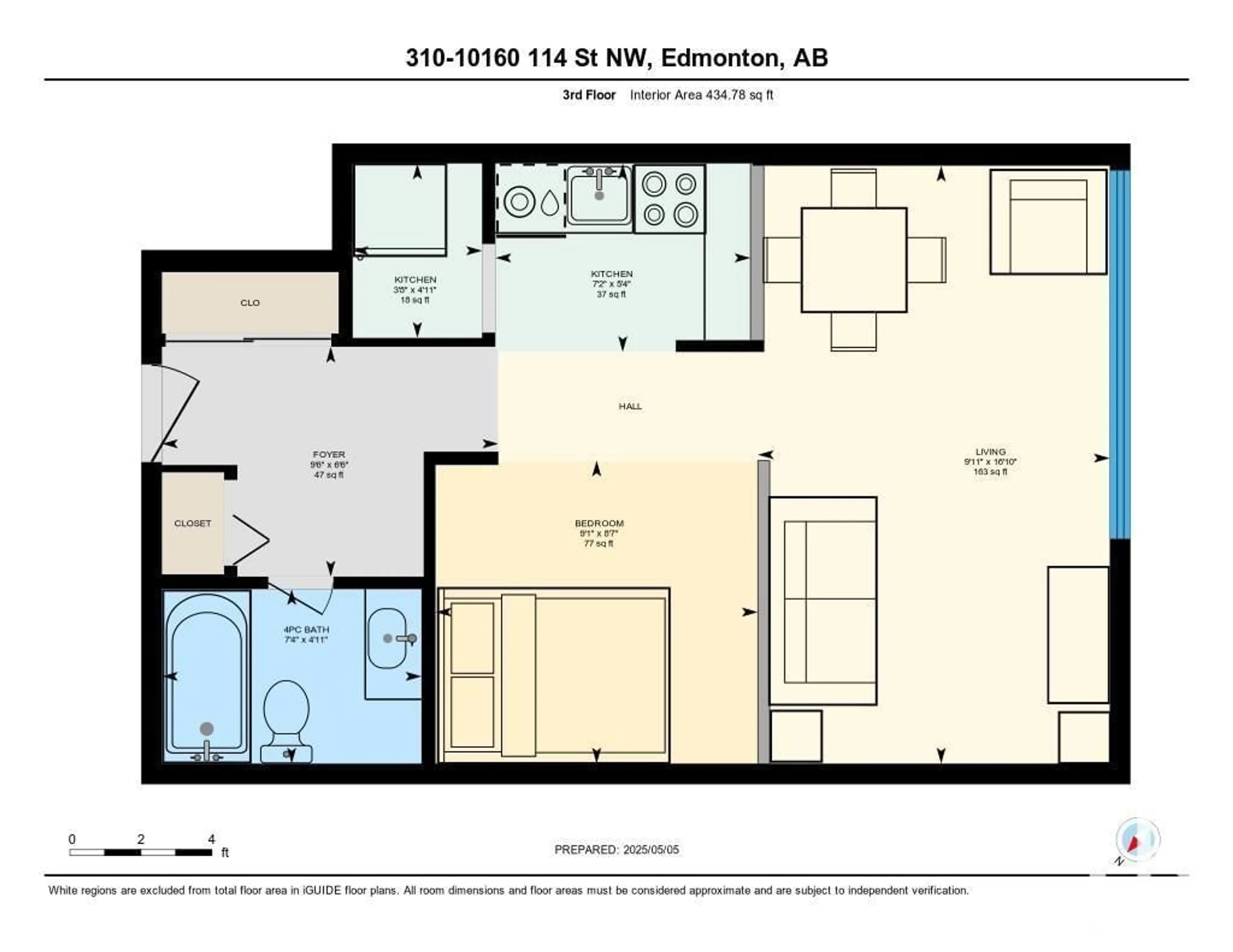 Floor plan for 310 - 10160 114 ST, Edmonton Alberta T5K2L2