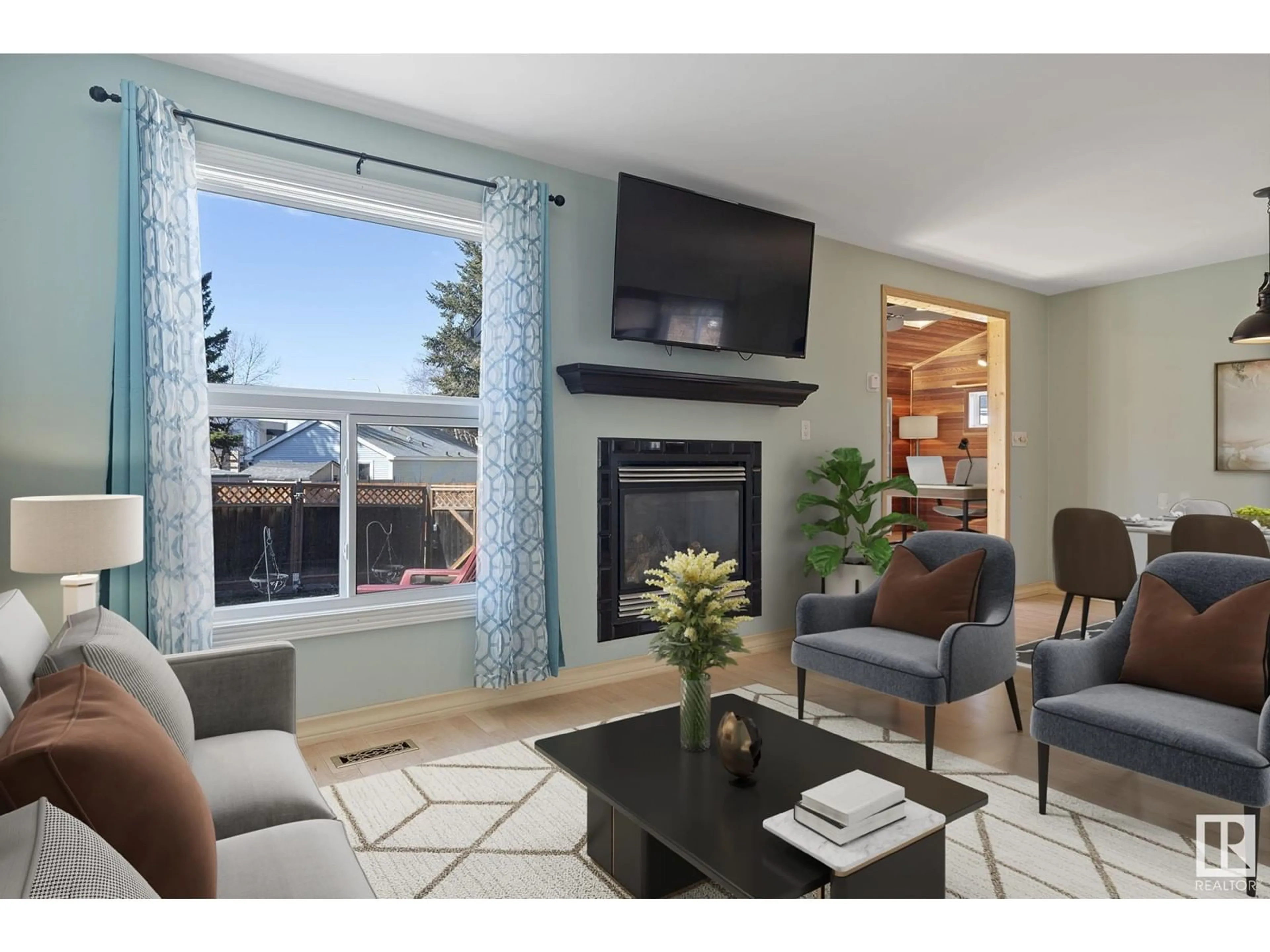 Living room with furniture, wood/laminate floor for 22 WESTRIDGE PL, Spruce Grove Alberta T7X1S1