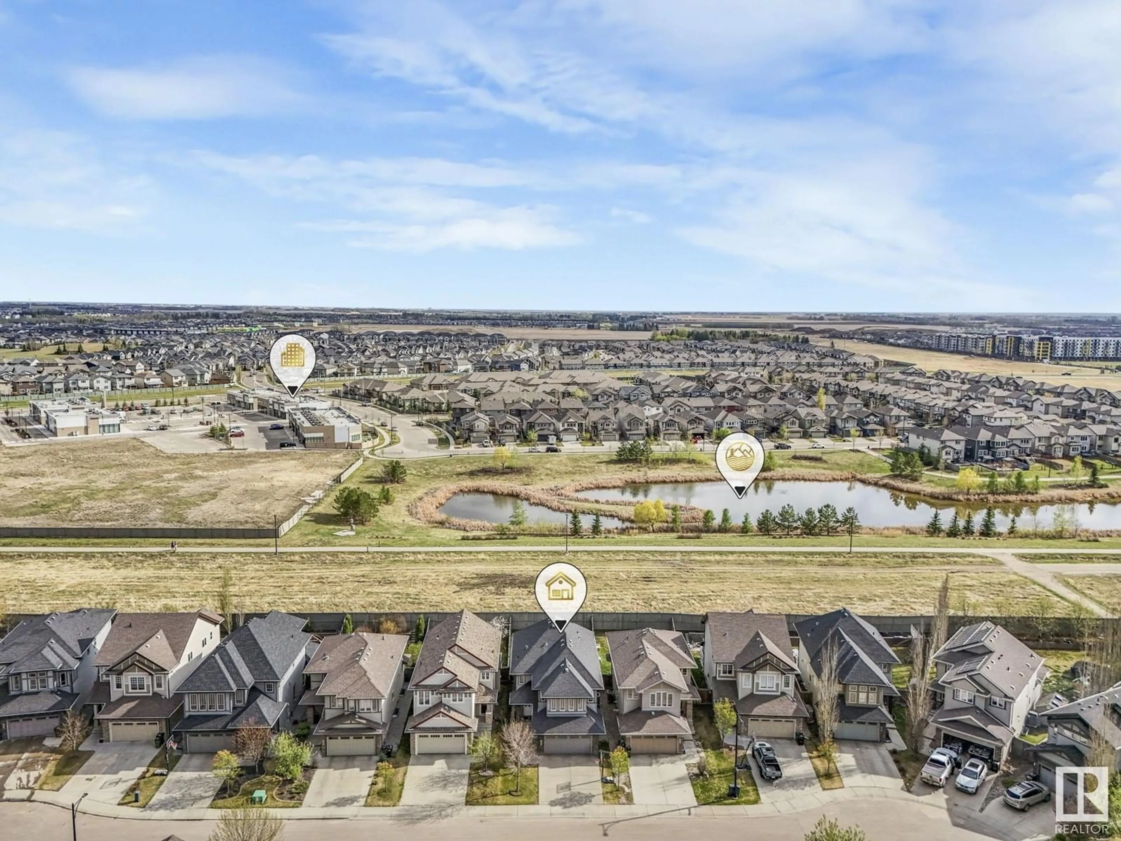 A pic from outside/outdoor area/front of a property/back of a property/a pic from drone, water/lake/river/ocean view for 2651 ANDERSON CR, Edmonton Alberta T6W0K7