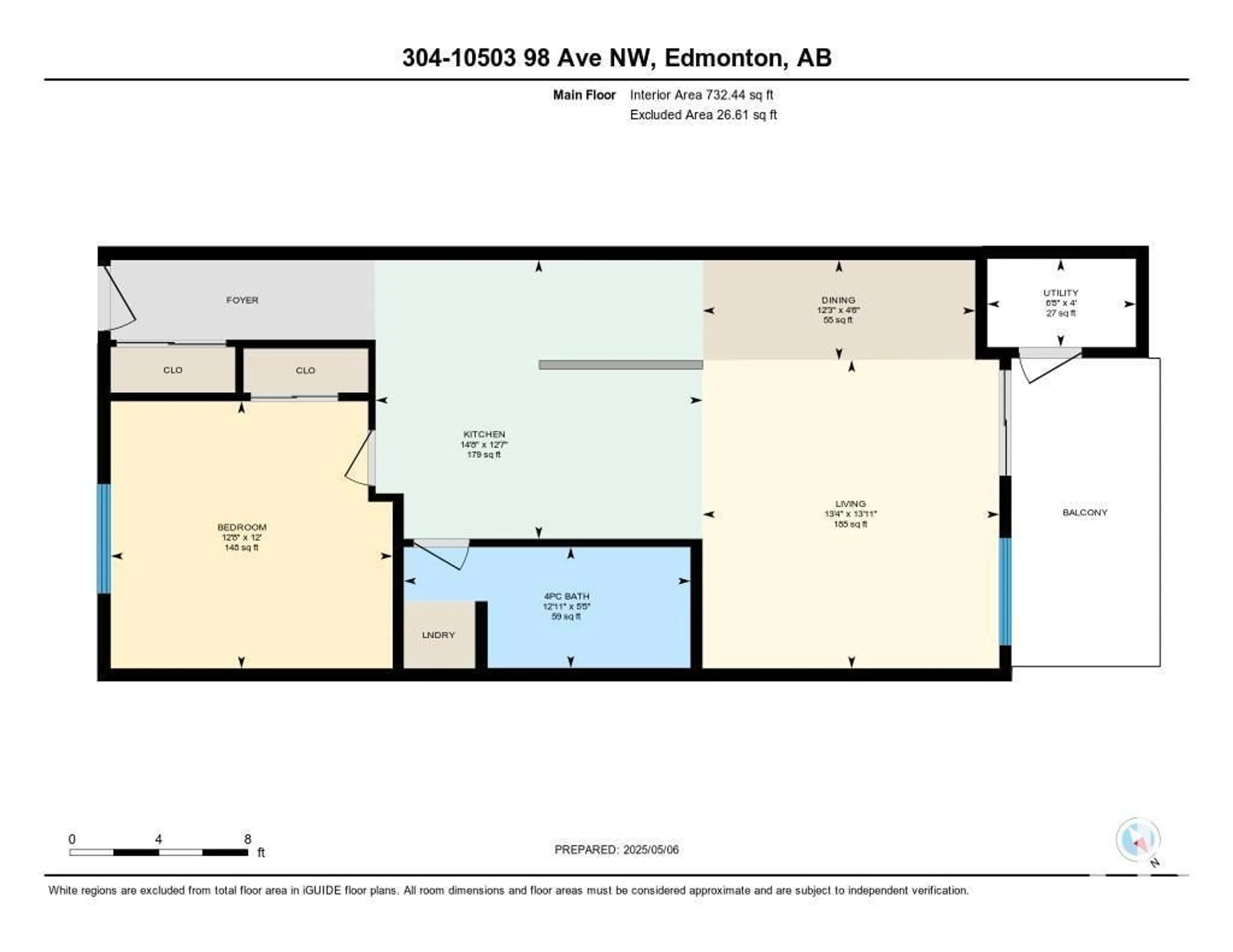 Floor plan for #304 - 10503 98 AV, Edmonton Alberta T5K0B2