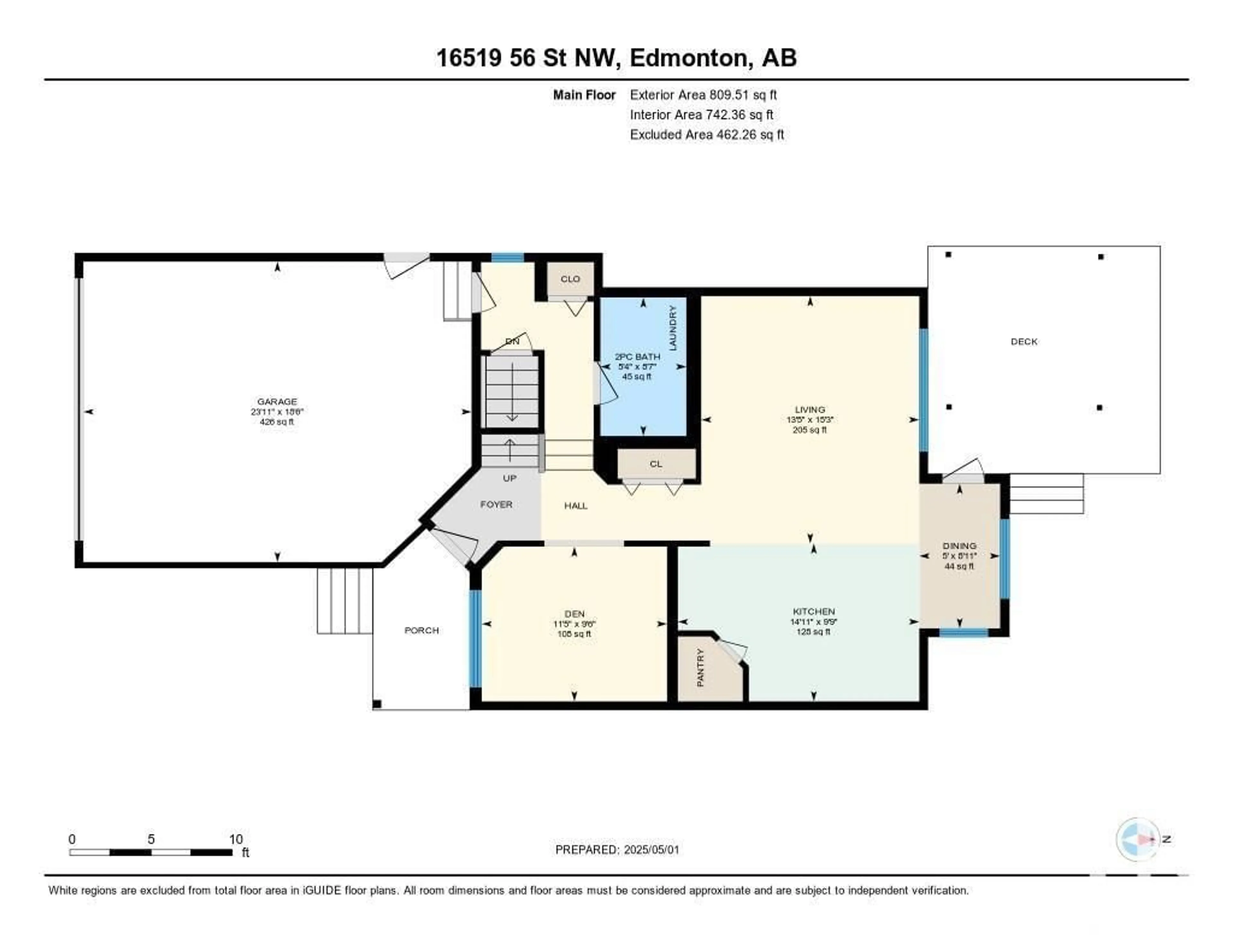 Floor plan for 16519 56 ST NW, Edmonton Alberta T5Y3M7