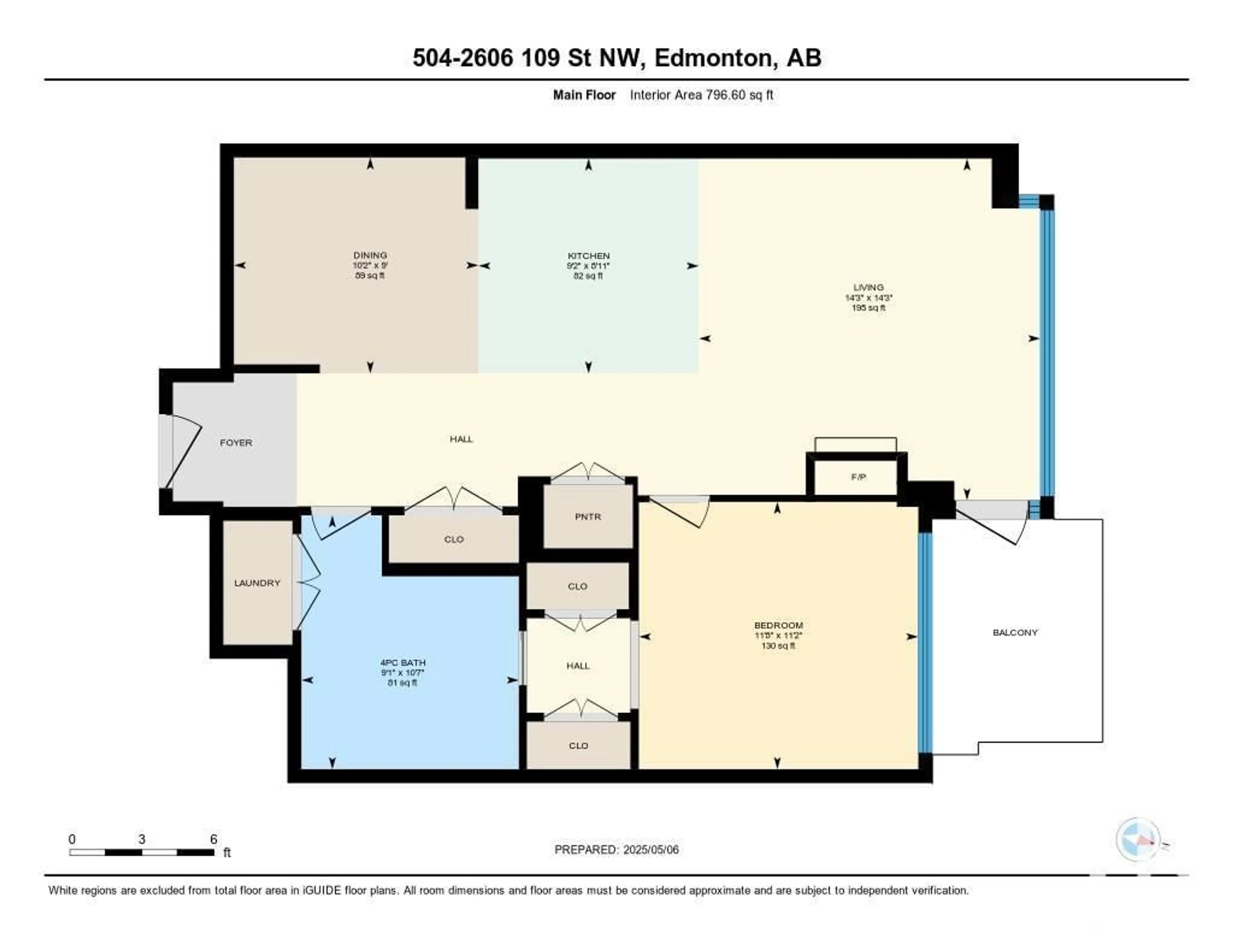 Floor plan for #504 - 2606 109 ST NW, Edmonton Alberta T6J3S9