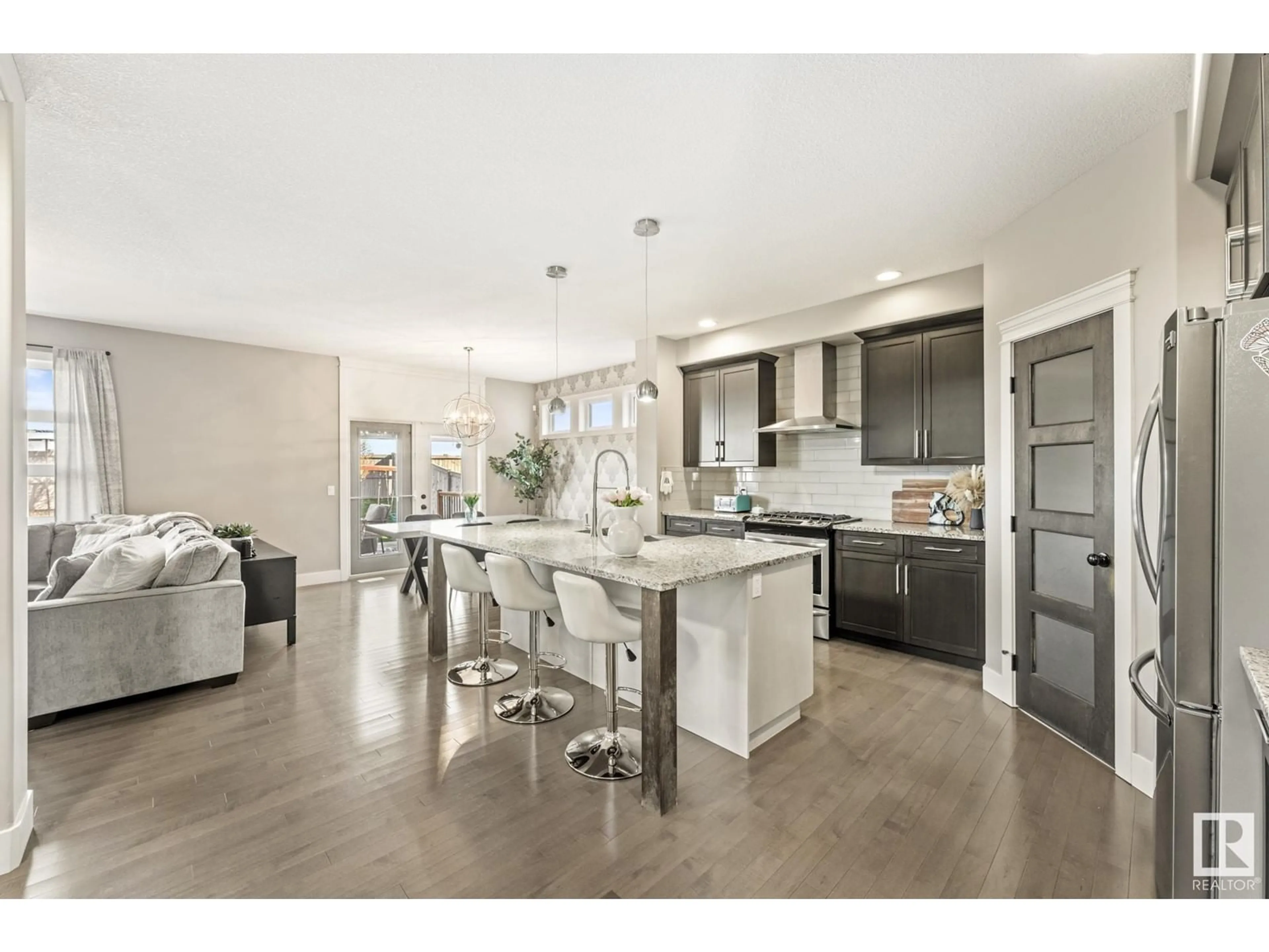 Open concept kitchen, ceramic/tile floor for NW - 7644 182 AV, Edmonton Alberta T5Z0L8