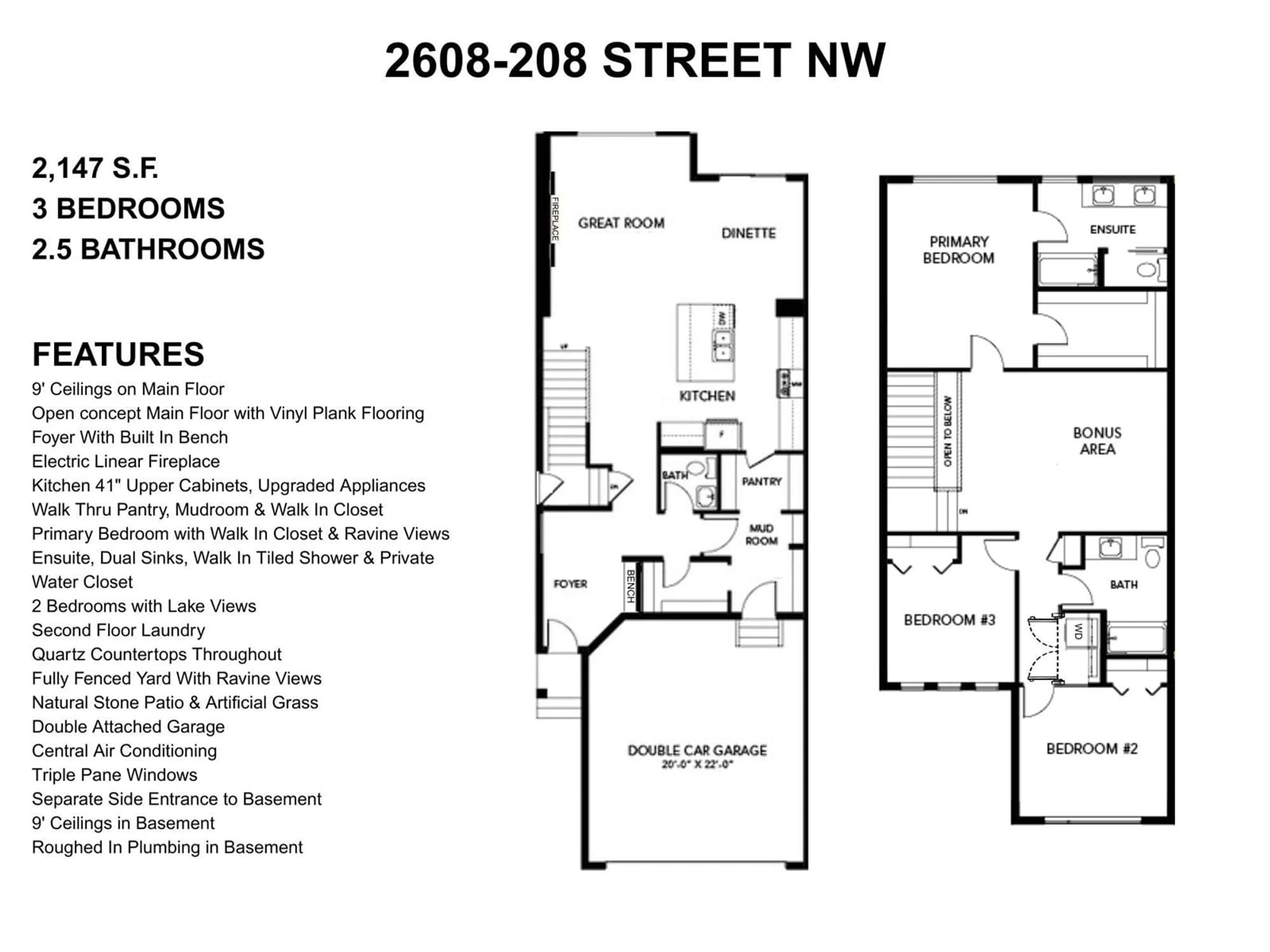 Floor plan for NW - 2608 208 ST, Edmonton Alberta T6M1P3