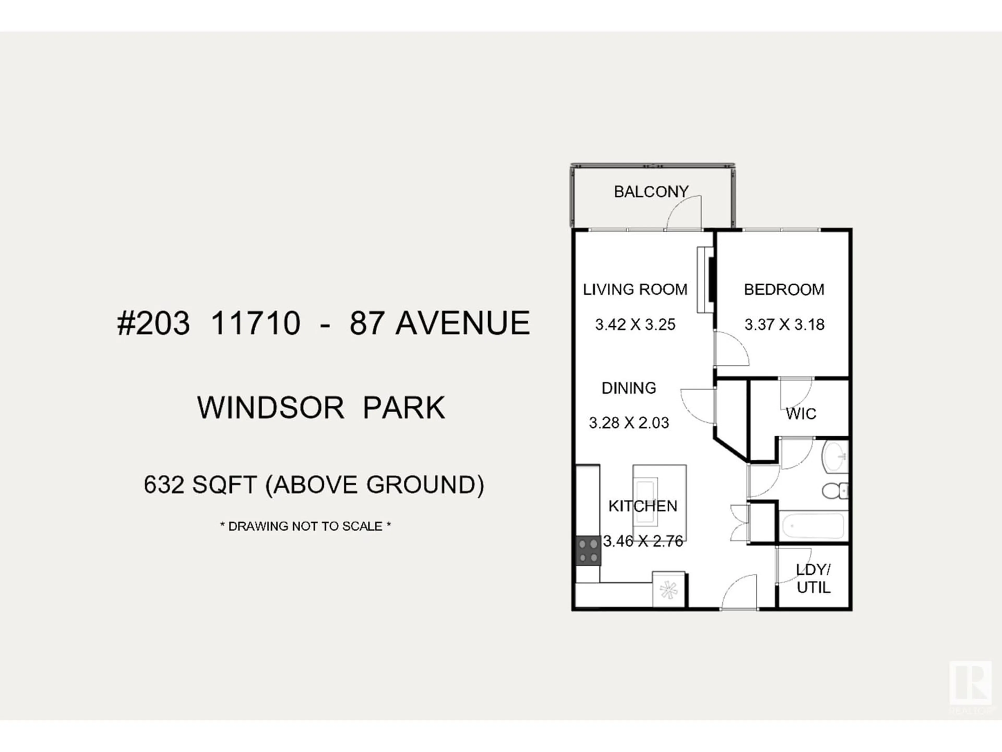 Floor plan for #203 - 11710 87 AV, Edmonton Alberta T6G0Y3