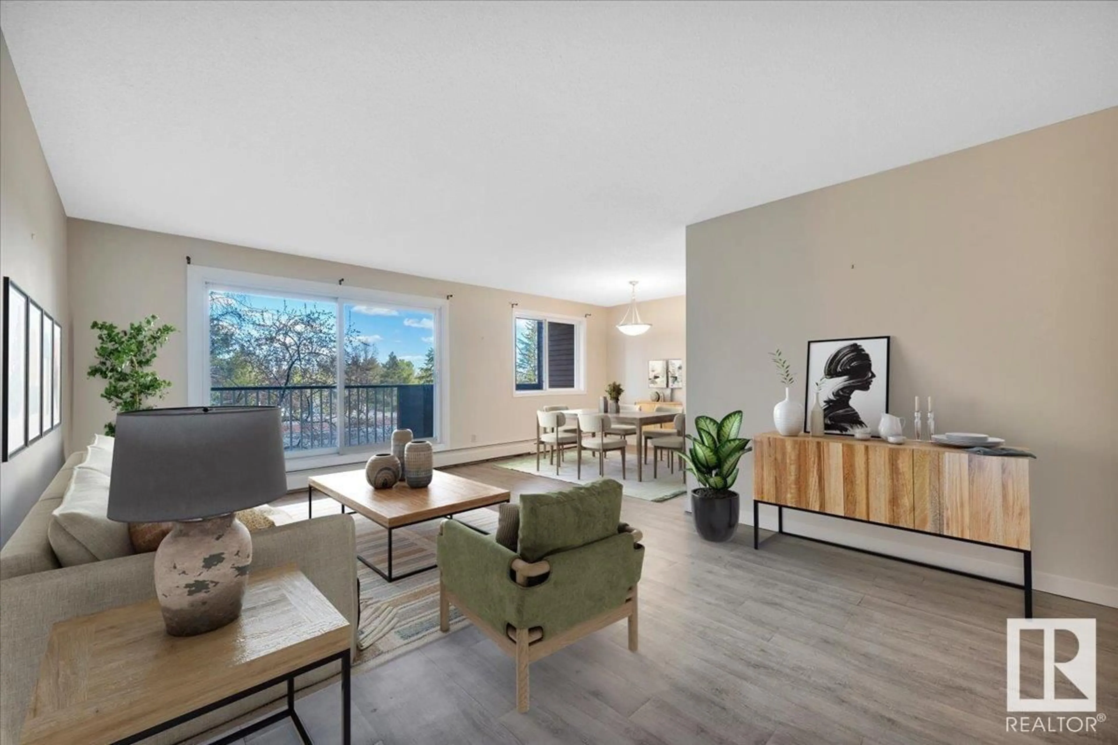 Living room with furniture, unknown for #211 - 5520 RIVERBEND RD, Edmonton Alberta T6H5G9