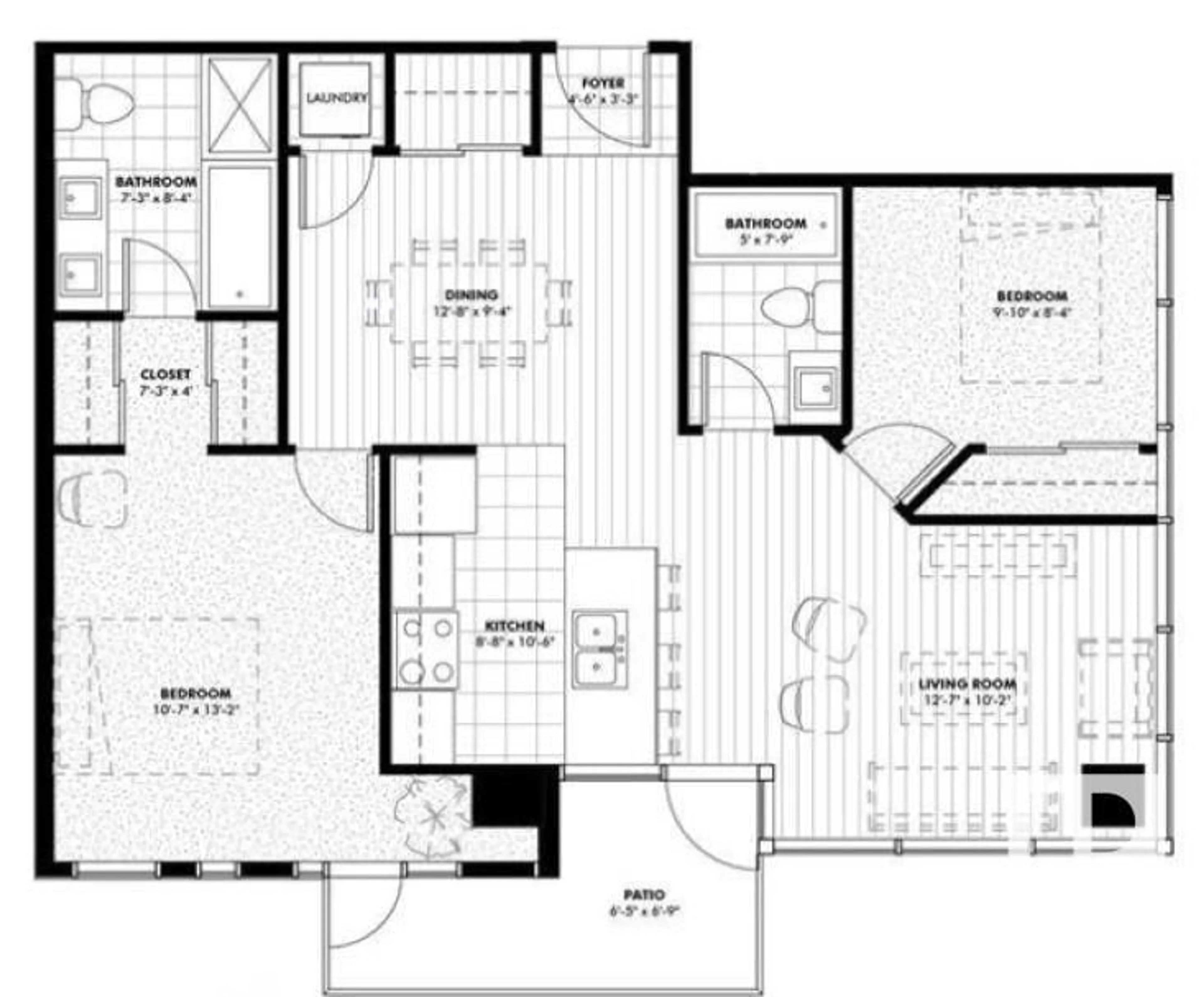 Floor plan for 801 - 10238 103 ST NW, Edmonton Alberta T5J0G6