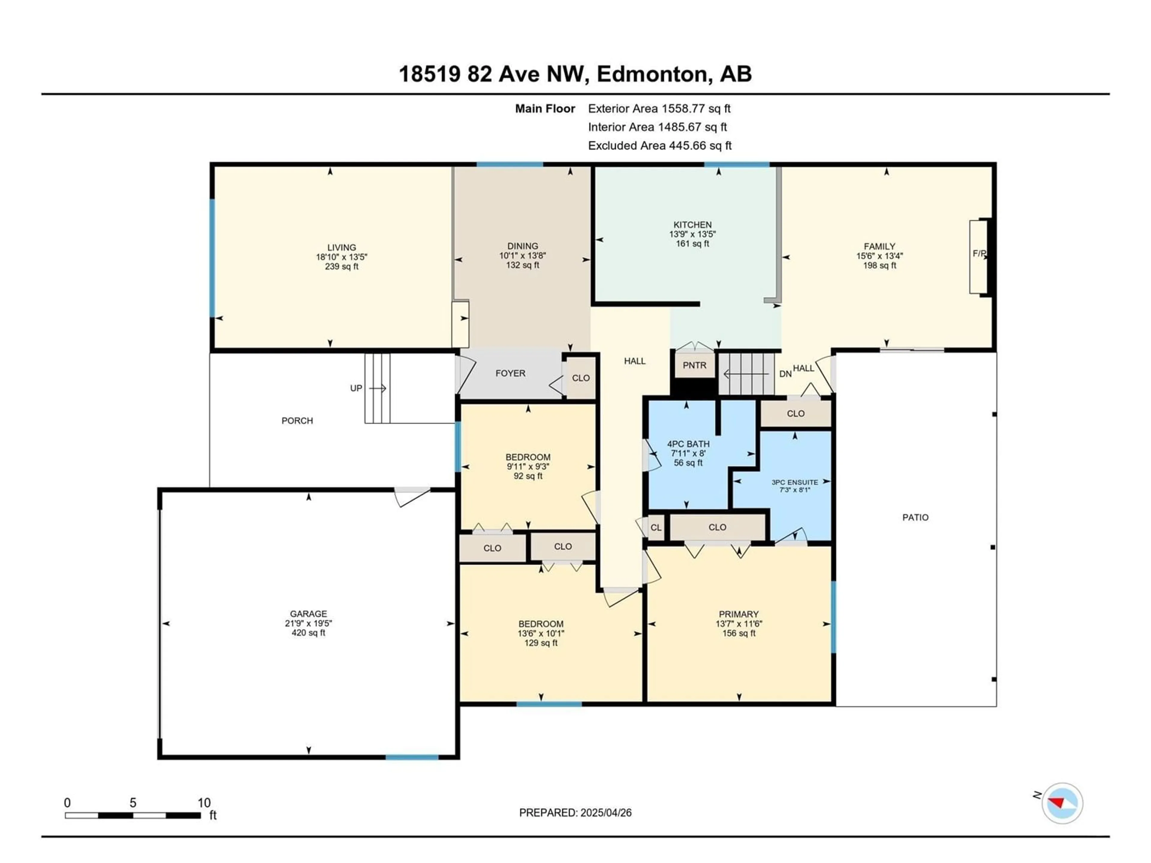 Floor plan for 18519 82 AV, Edmonton Alberta T5T1G2