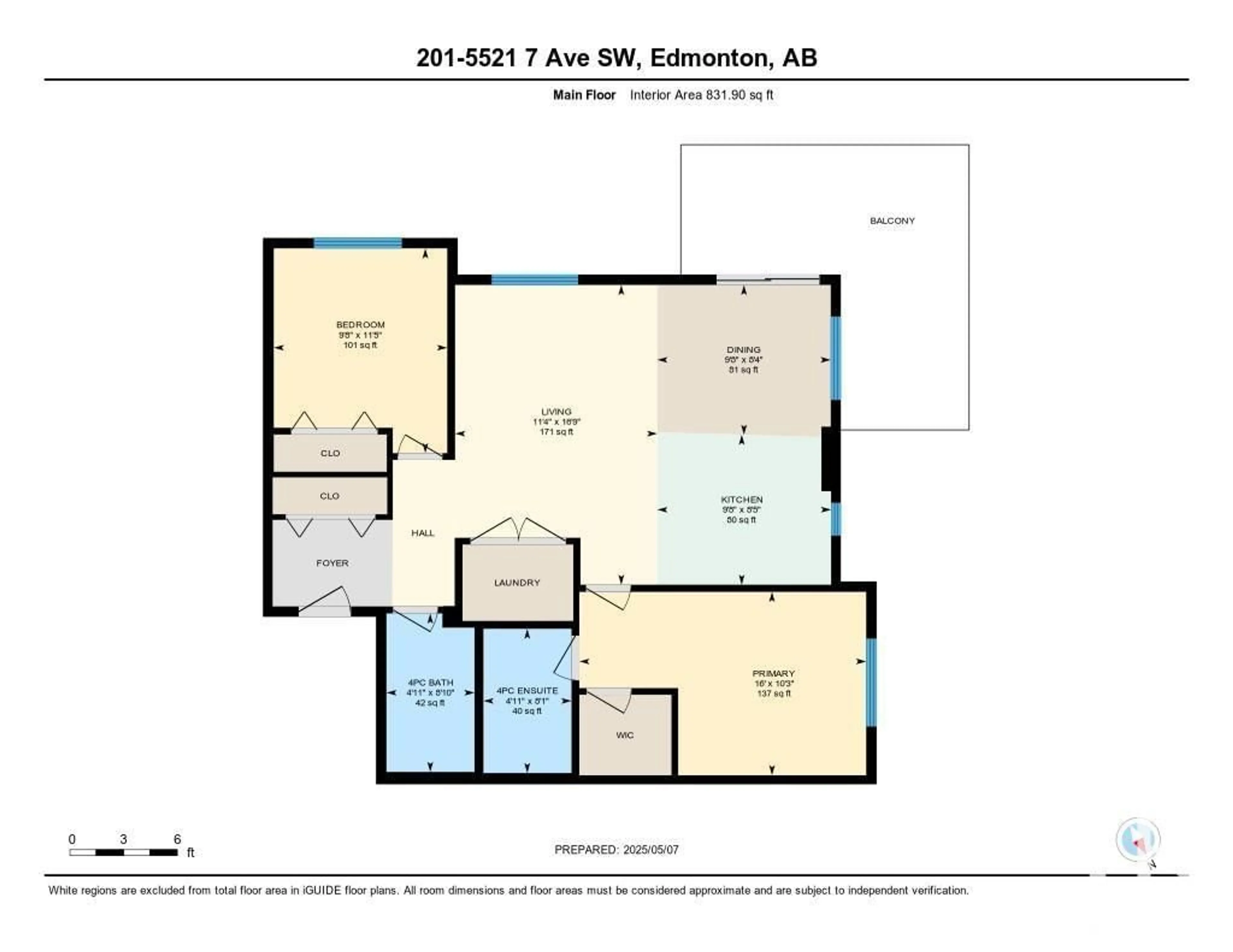 Floor plan for 201 - 5521 7 AV SW, Edmonton Alberta T6X2A8