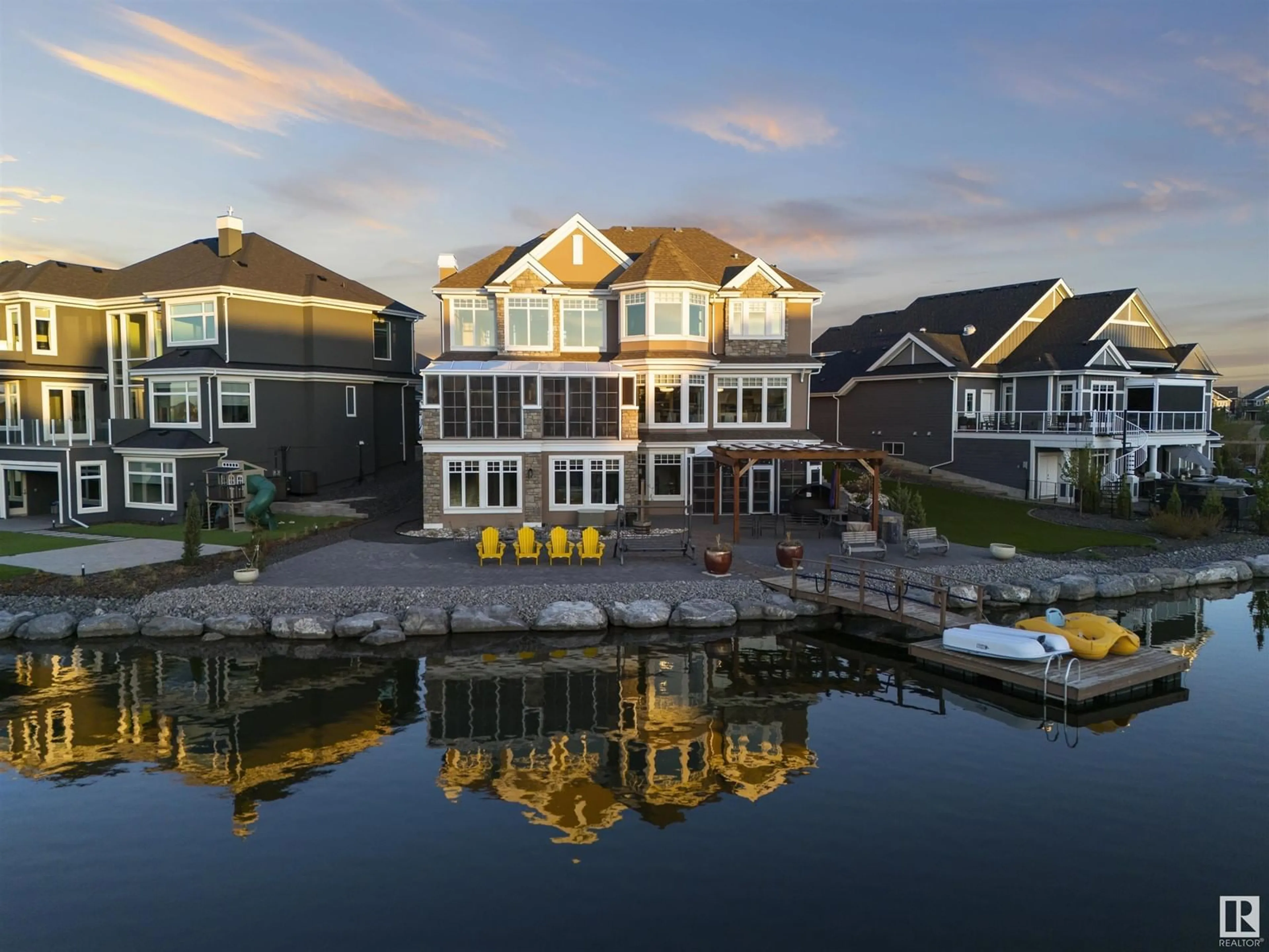 A pic from outside/outdoor area/front of a property/back of a property/a pic from drone, water/lake/river/ocean view for SW - 8948 20 AV, Edmonton Alberta T6X2C5