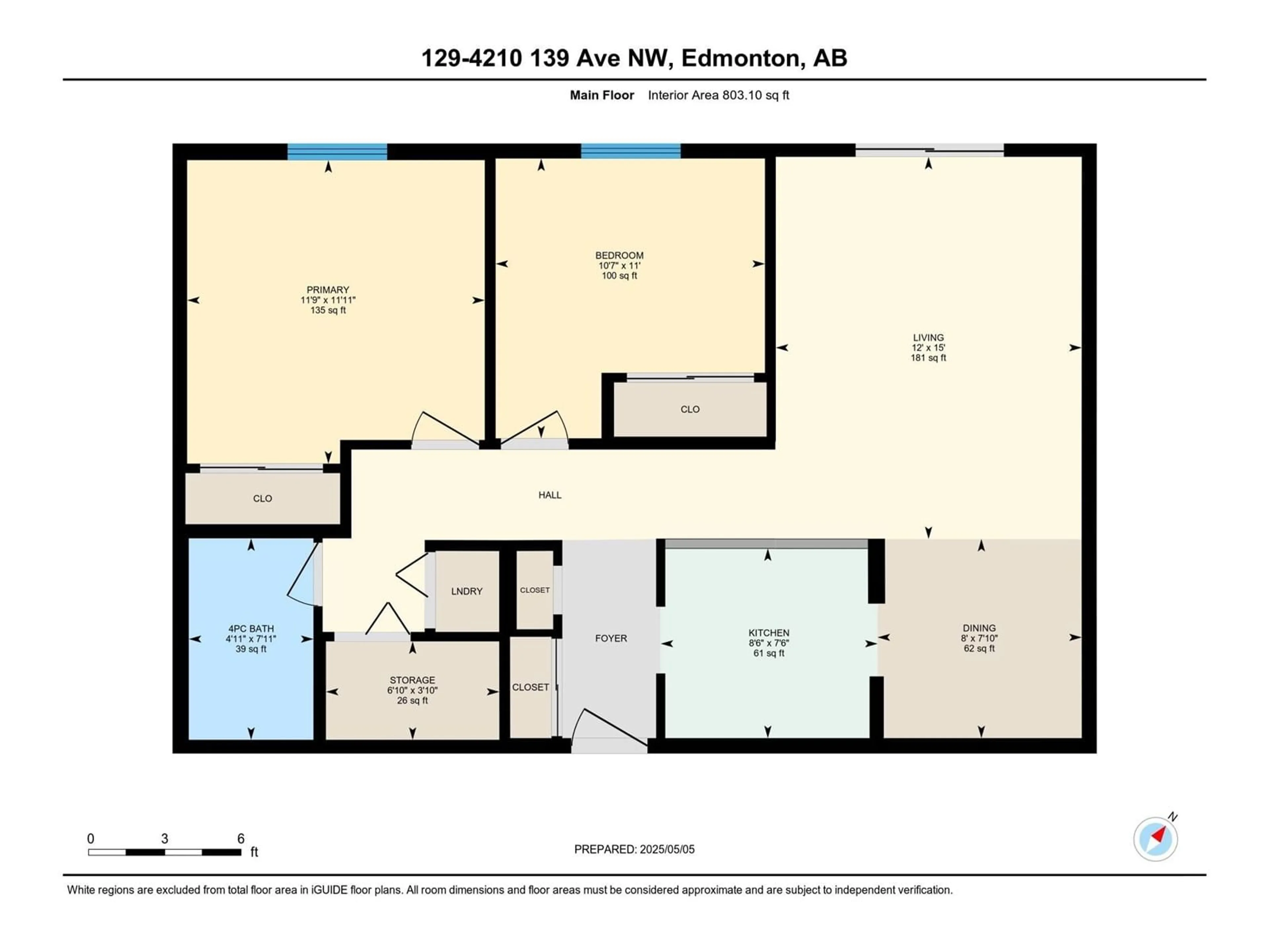 Floor plan for 129 - 4210 139 AV, Edmonton Alberta T5Y2W6