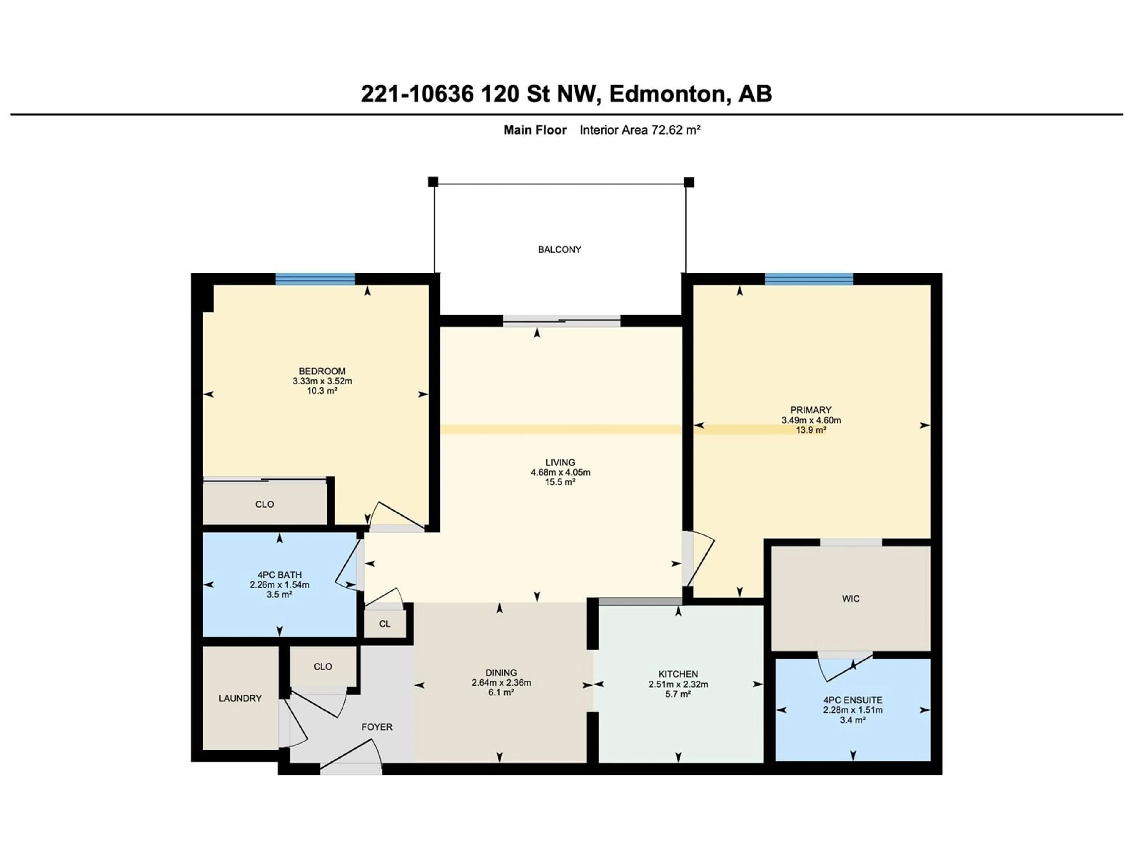 Floor plan for #221 - 10636 120 ST NW, Edmonton Alberta T5H4L5
