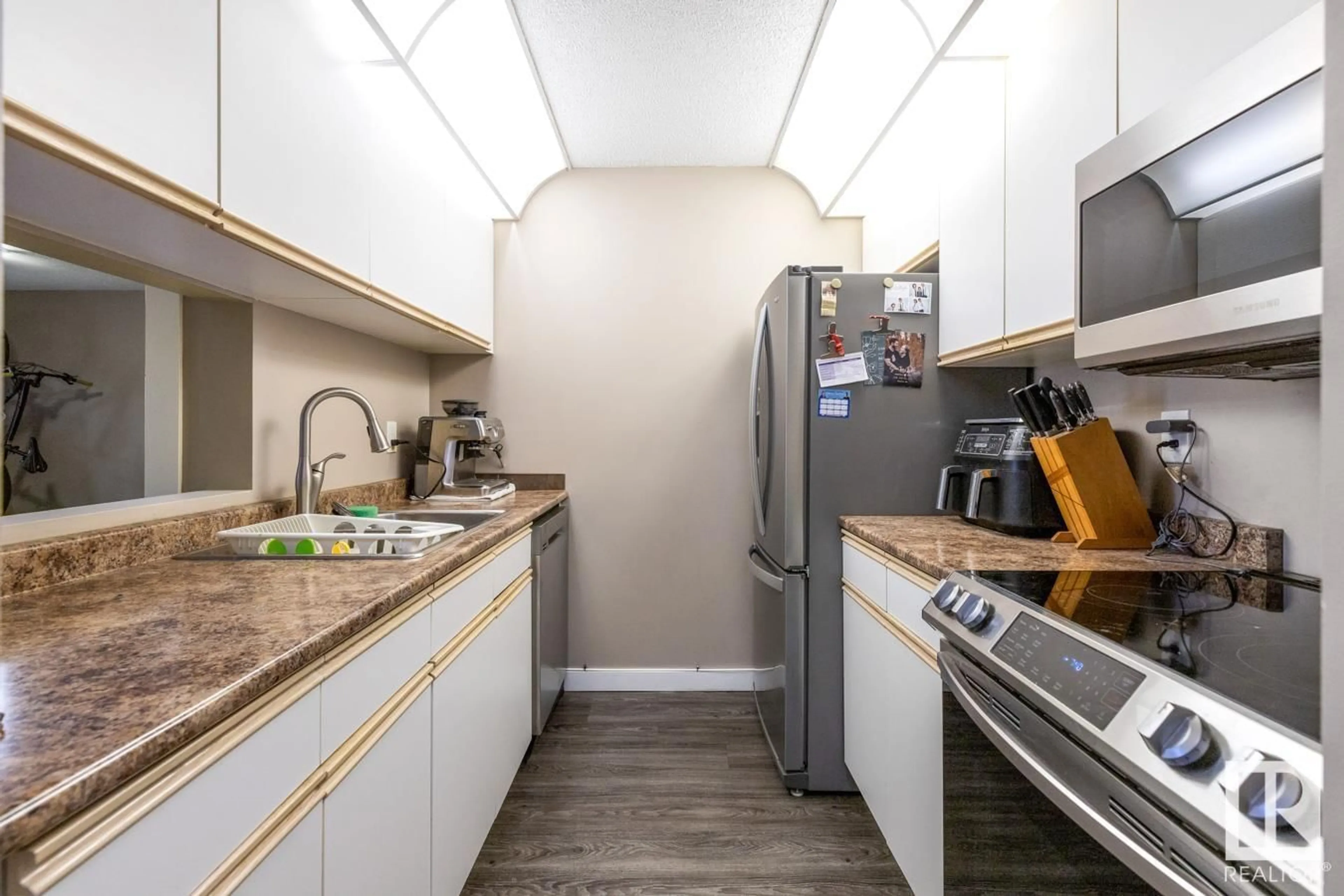 Standard kitchen, ceramic/tile floor for #221 - 10636 120 ST NW, Edmonton Alberta T5H4L5