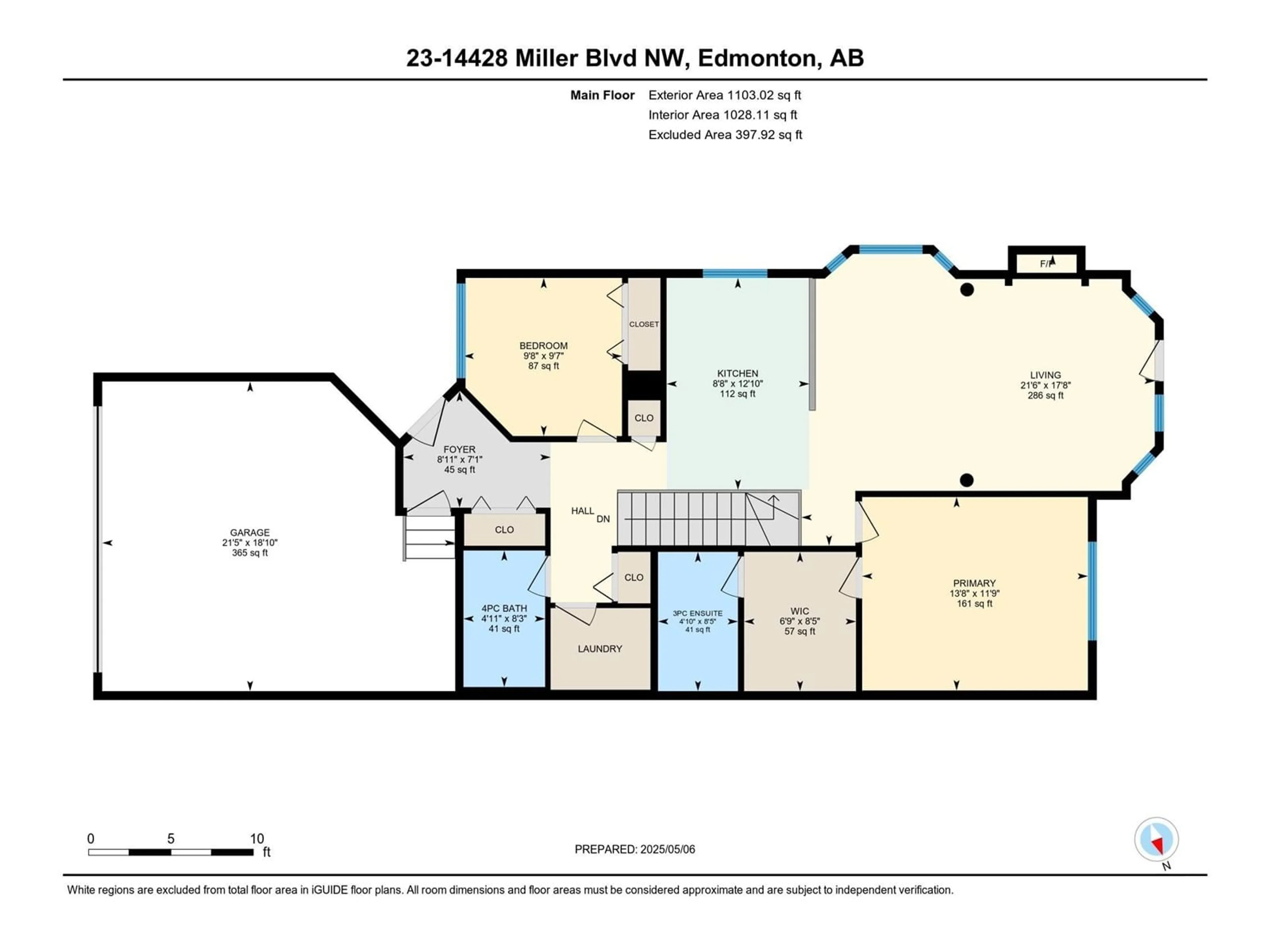 Floor plan for 14428 - 23 MILLER BV, Edmonton Alberta T5Y2Y6