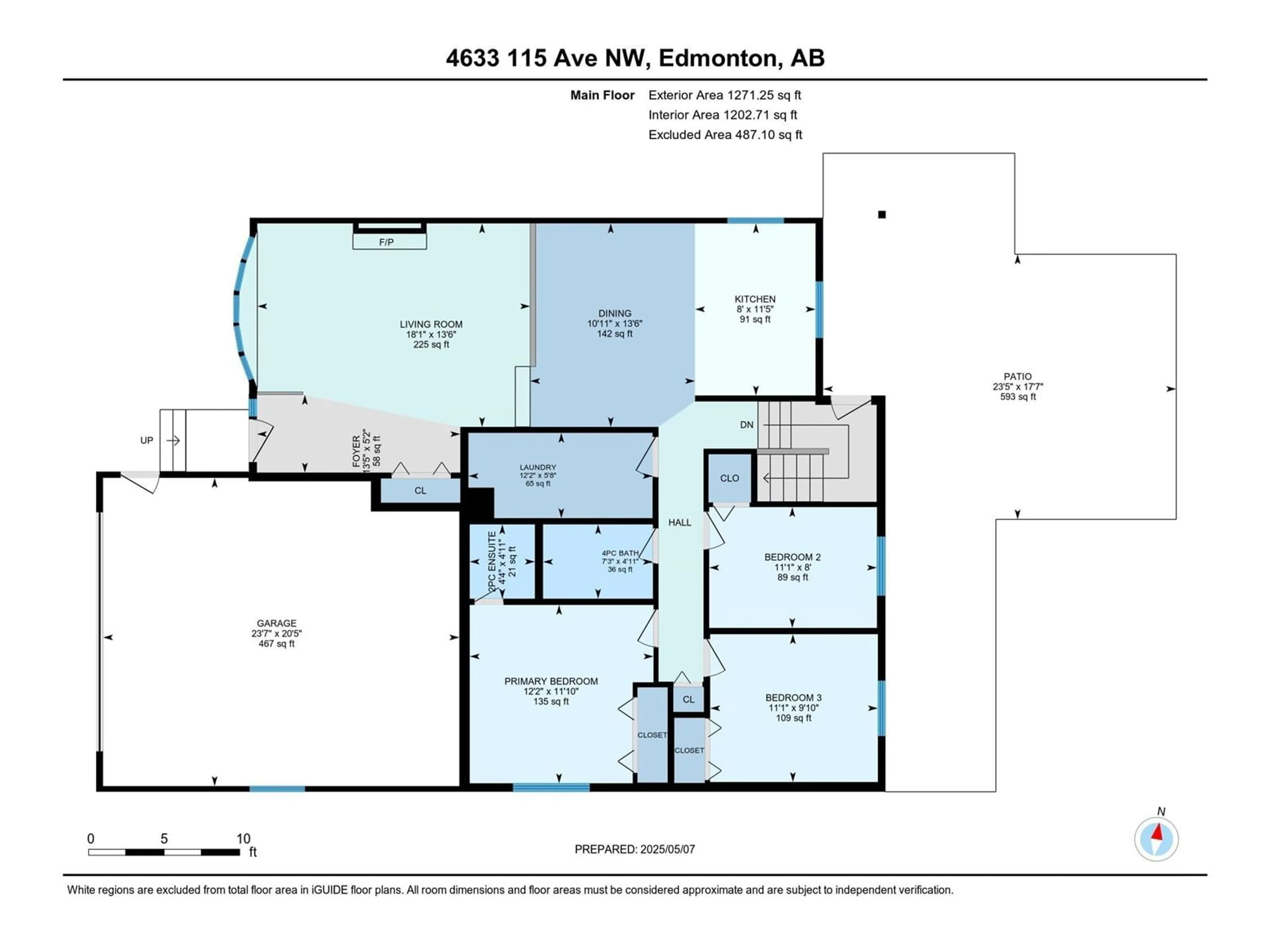Floor plan for 4633 115 AV, Edmonton Alberta T5W0W1