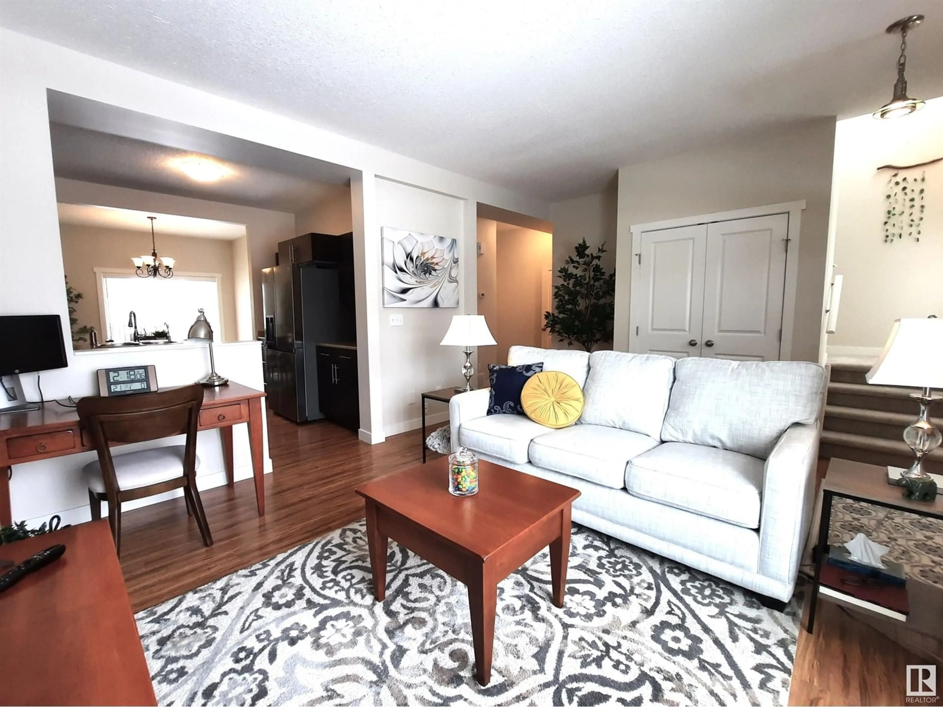 Living room with furniture, wood/laminate floor for #7 - 300 QUEEN ST, Spruce Grove Alberta T7X2J1