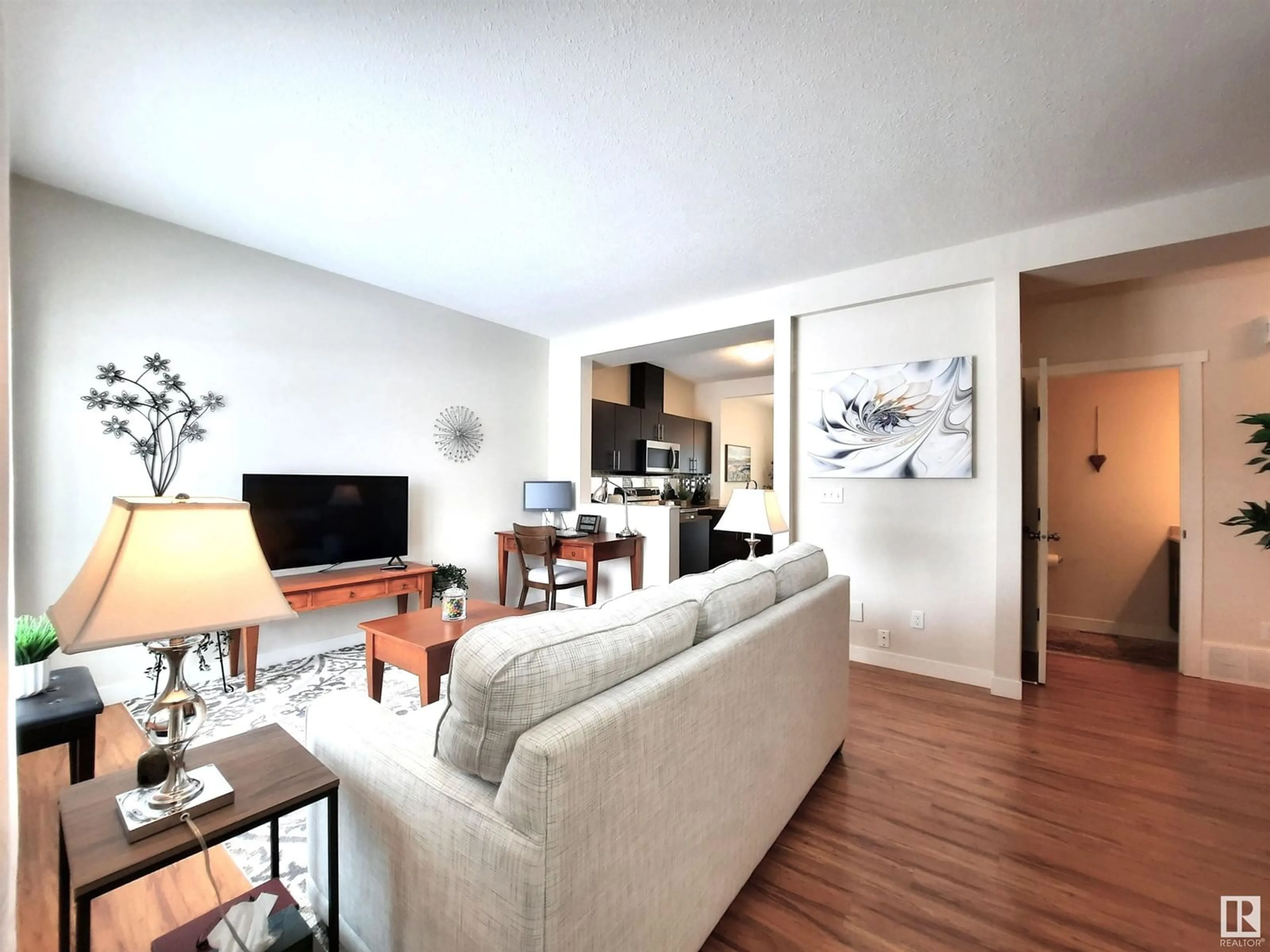 Living room with furniture, wood/laminate floor for #7 - 300 QUEEN ST, Spruce Grove Alberta T7X2J1